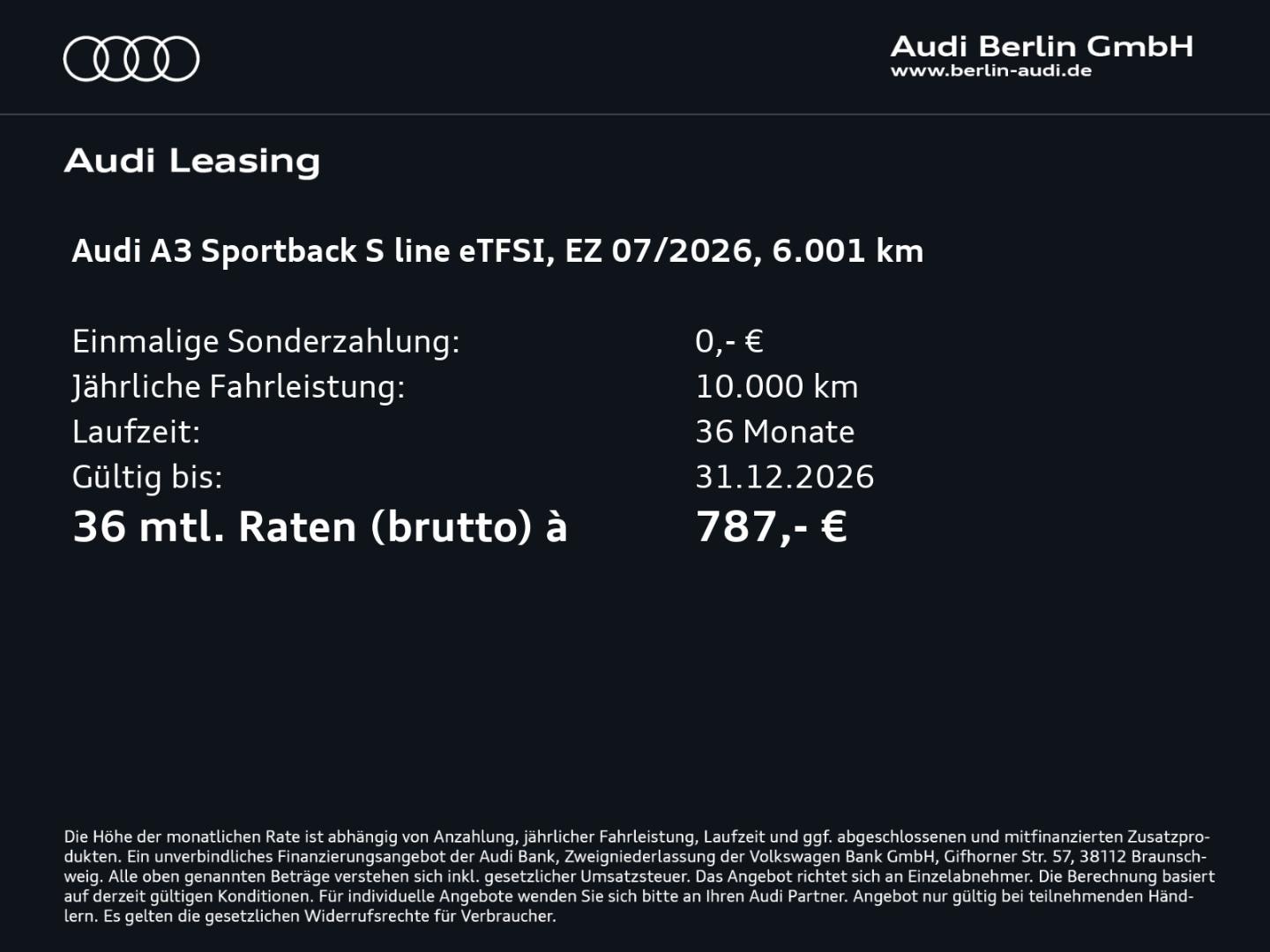 Bild über Audi A3 Sportback TFSI e TFSI e 200 kW S tronic - für weitere Informationen kontaktieren Sie den Audi Partner