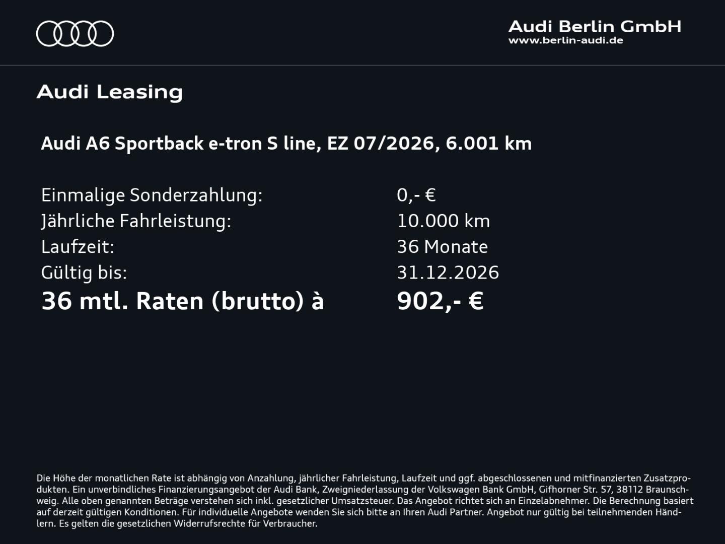 Bild über Audi A6 Sportback e-tron S line business e-tron quattro 315 kW - für weitere Informationen kontaktieren Sie den Audi Partner
