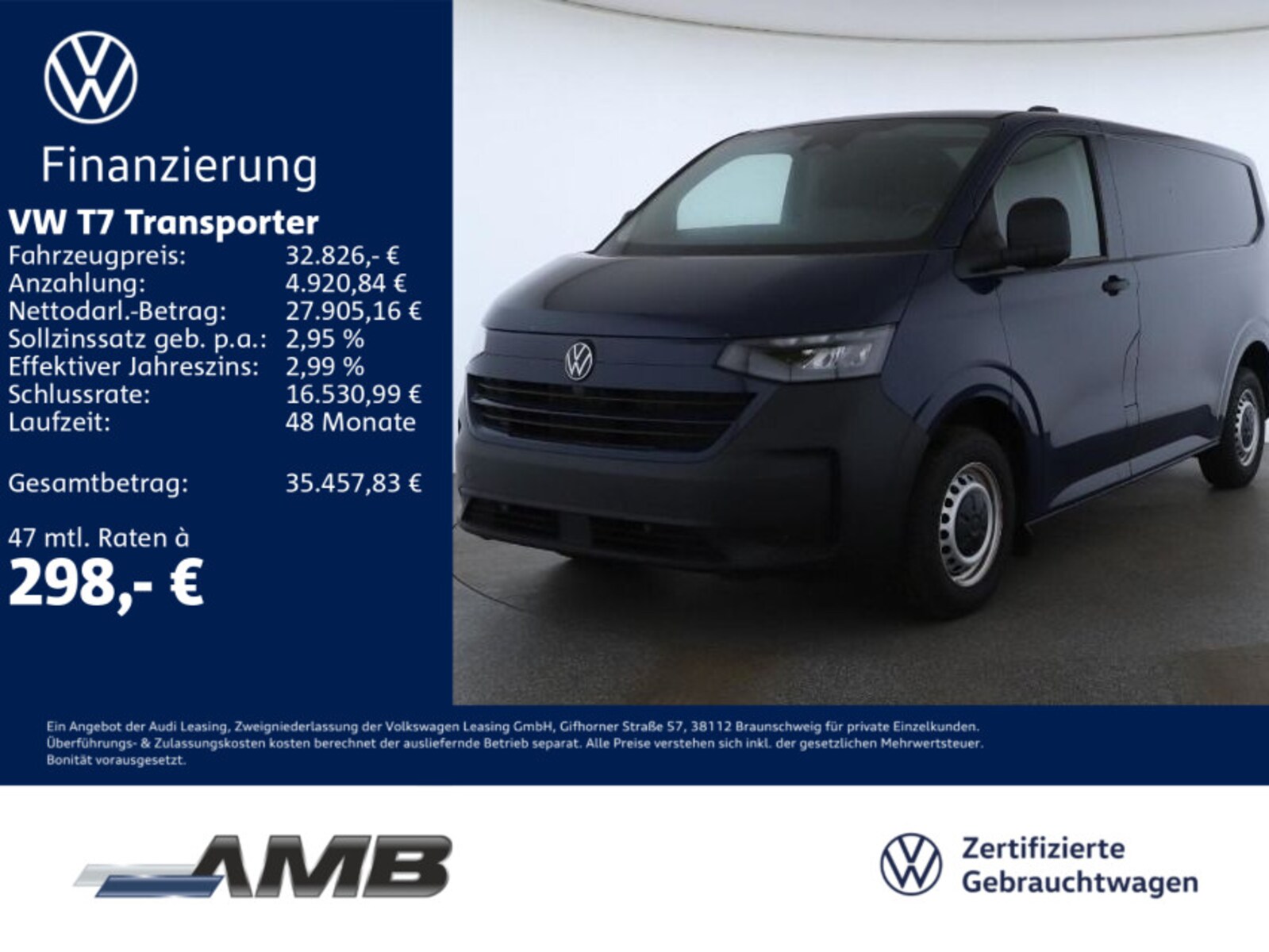 Volkswagen Transporter Kasten kurzer Radstand