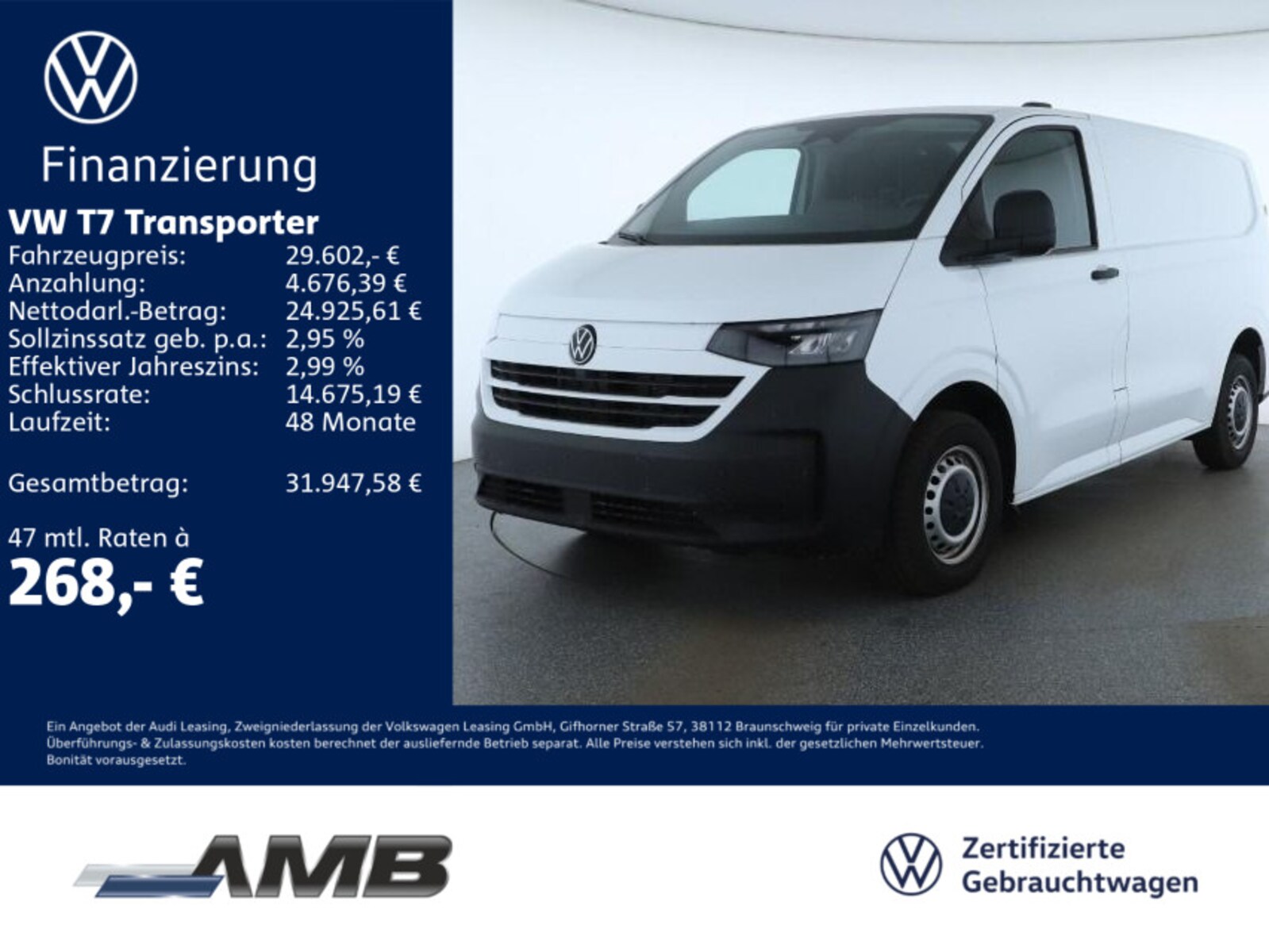 Volkswagen Transporter Kasten kurzer Radstand