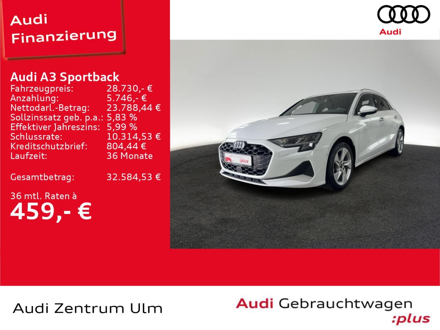Bild über Audi A3 Sportback advanced 35 TFSI Schaltgetriebe - für weitere Informationen kontaktieren Sie den Audi Partner