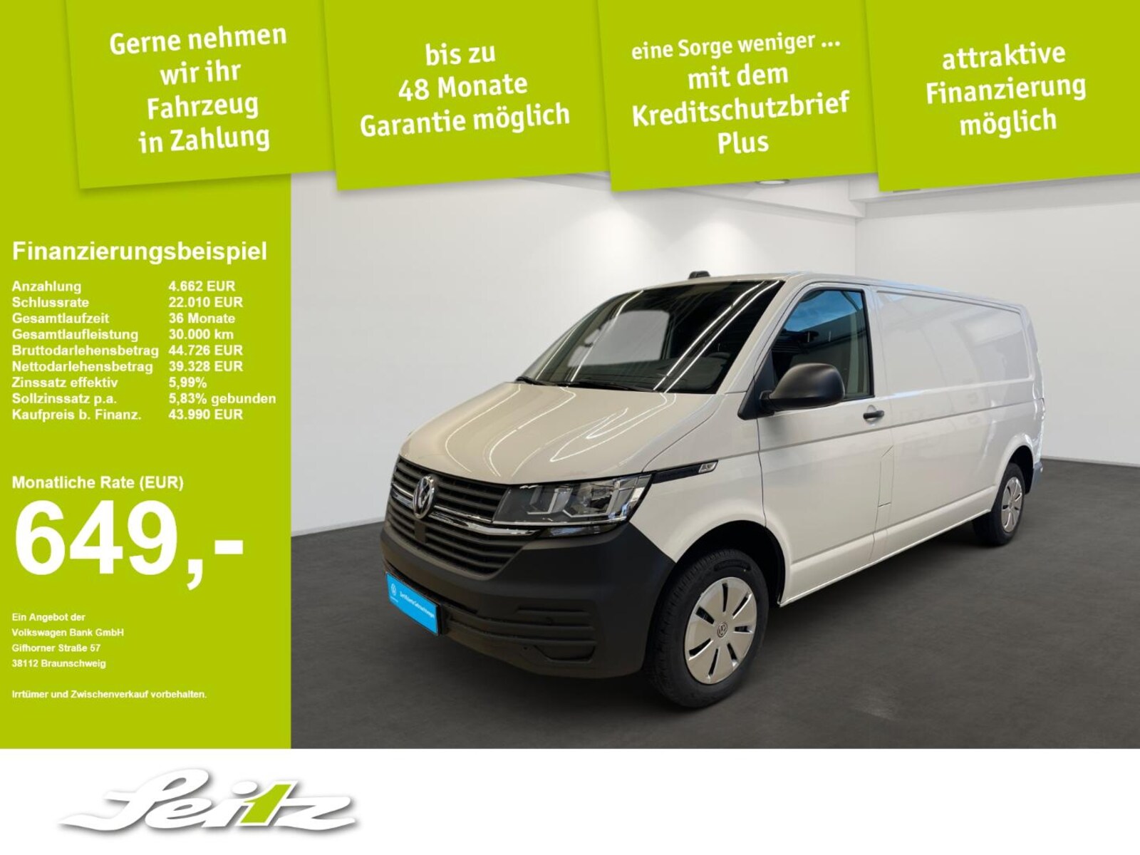 Volkswagen T6.1 Transporter Kasten langer Radstand