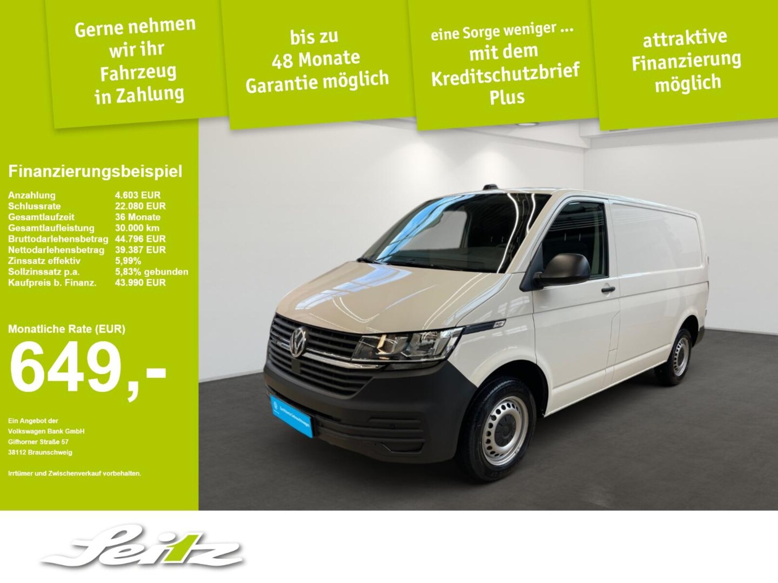 Volkswagen T6.1 Transporter Kasten kurzer Radstand