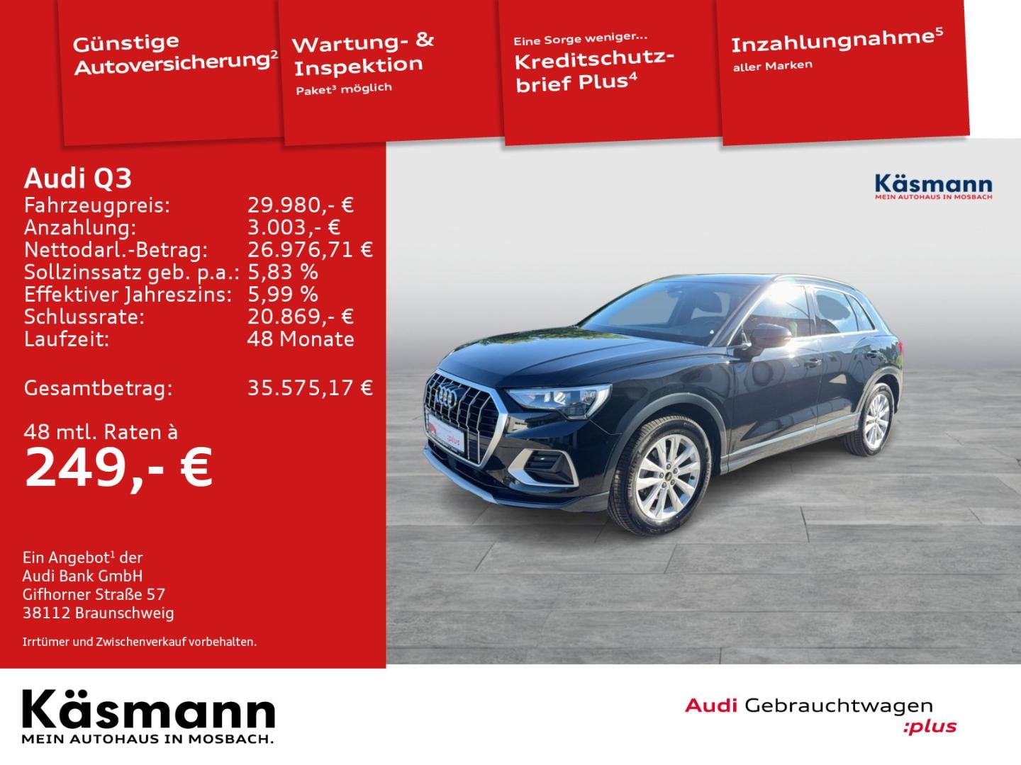 Bild über Audi Q3 advanced 35 TDI quattro S tronic - für weitere Informationen kontaktieren Sie den Audi Partner