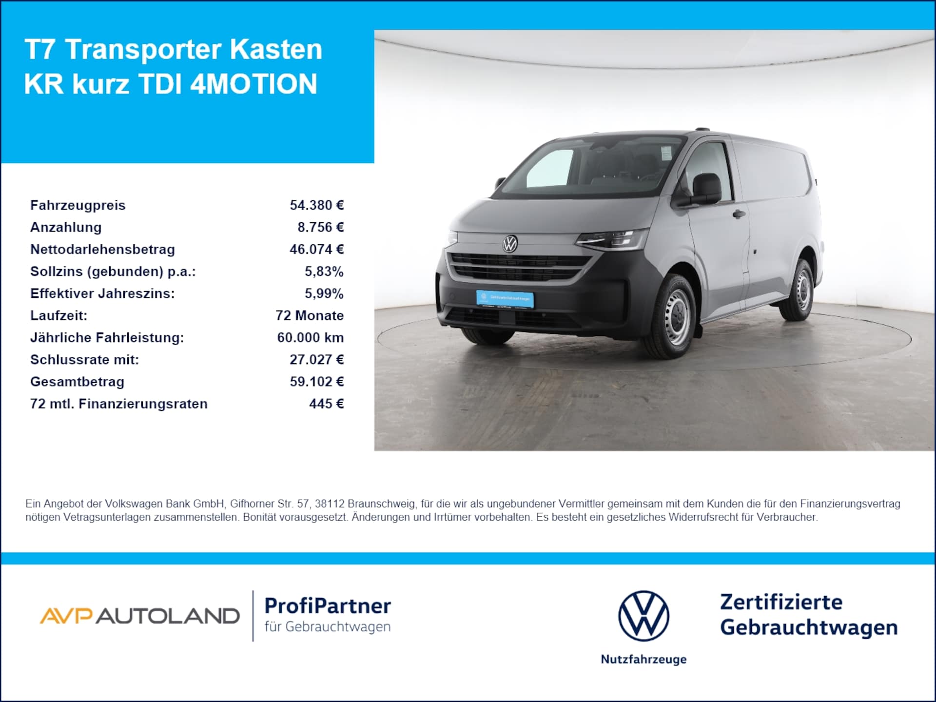 Volkswagen Transporter Kasten kurzer Radstand