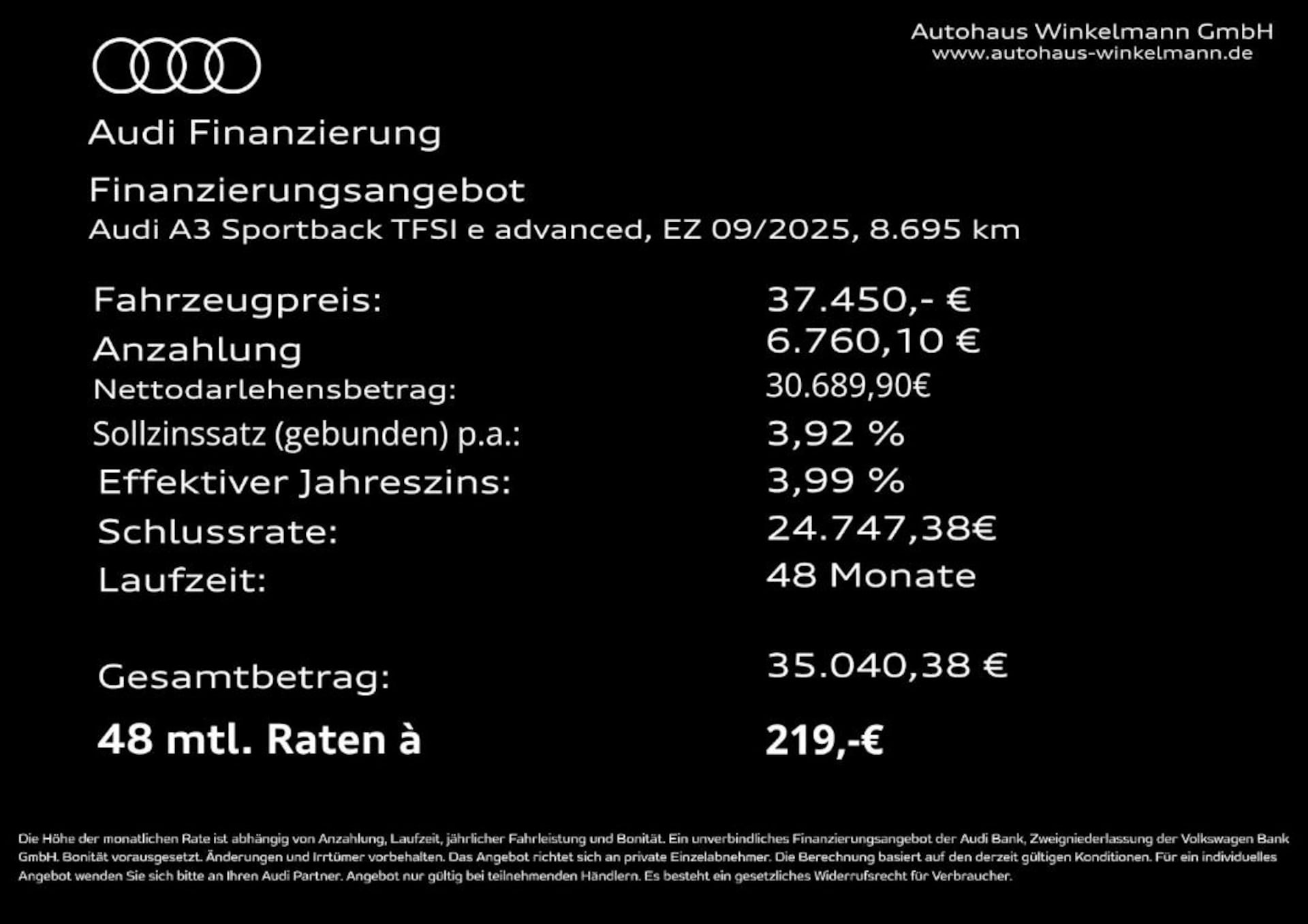 Audi A3 Sportback TFSI e Advanced