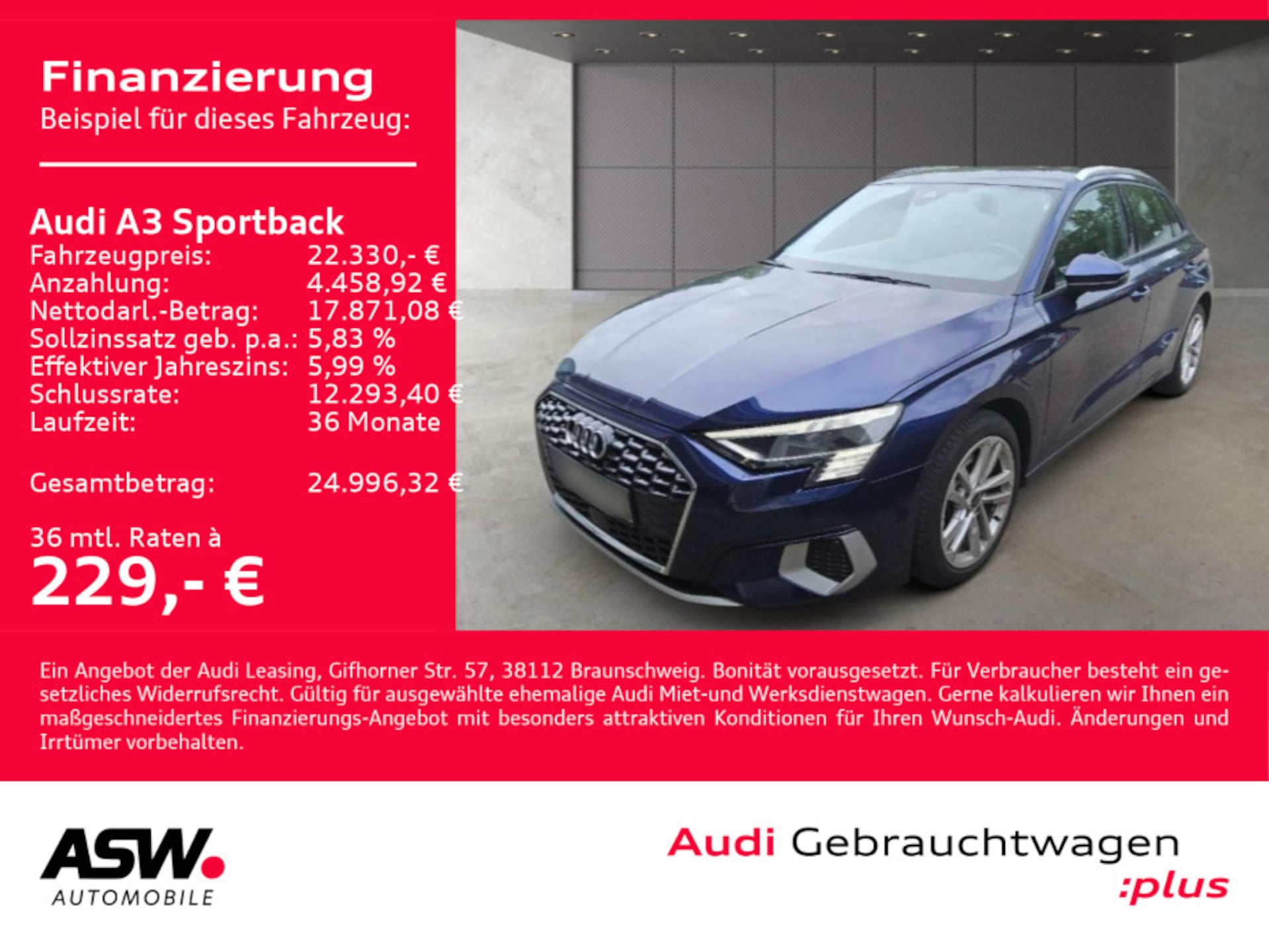 Audi A3 Sportback TFSI e Advanced