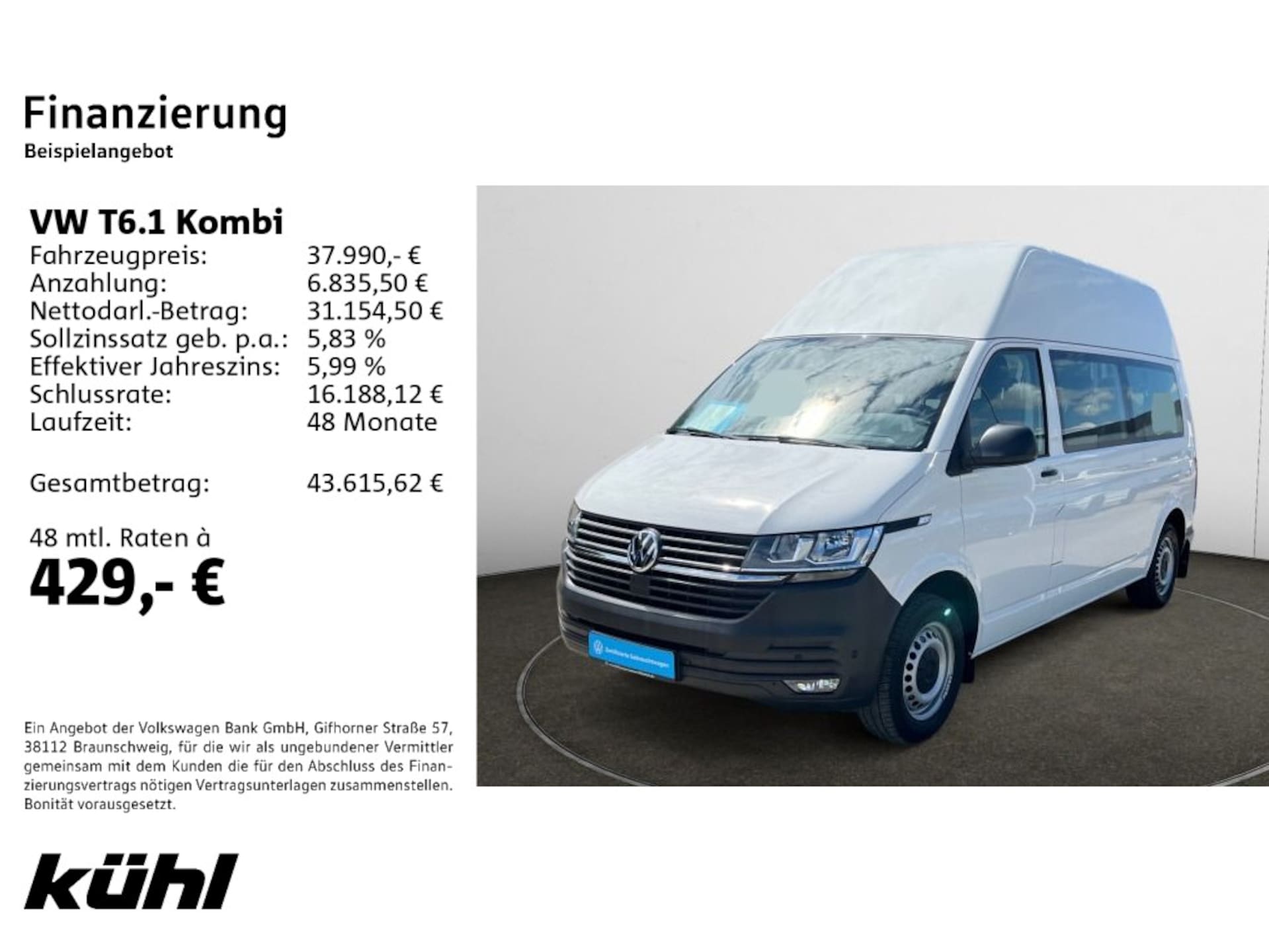 Volkswagen T6.1 Transporter Kombi langer Radstand
