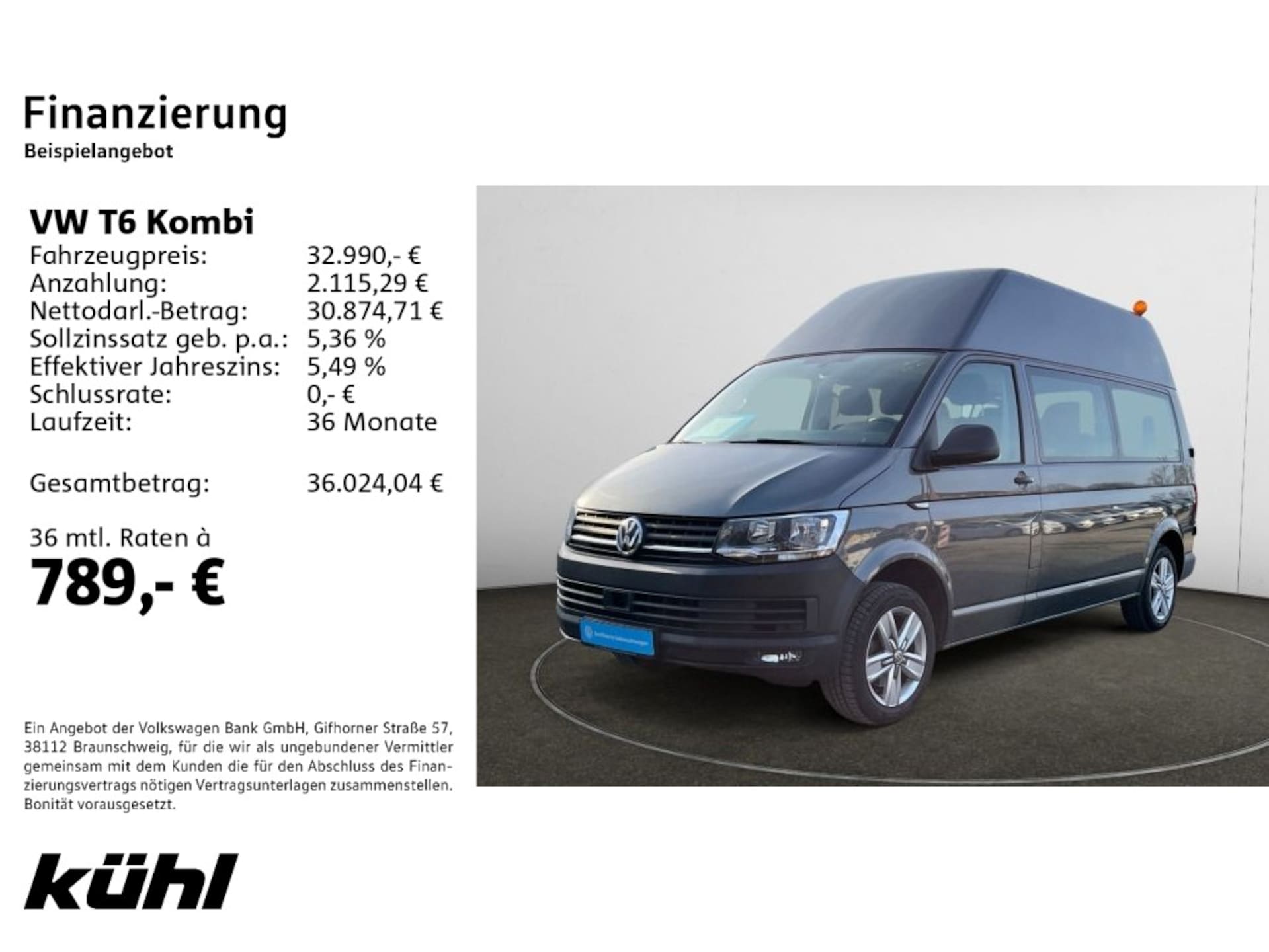 Volkswagen T6 Transporter Kombi langer Radstand