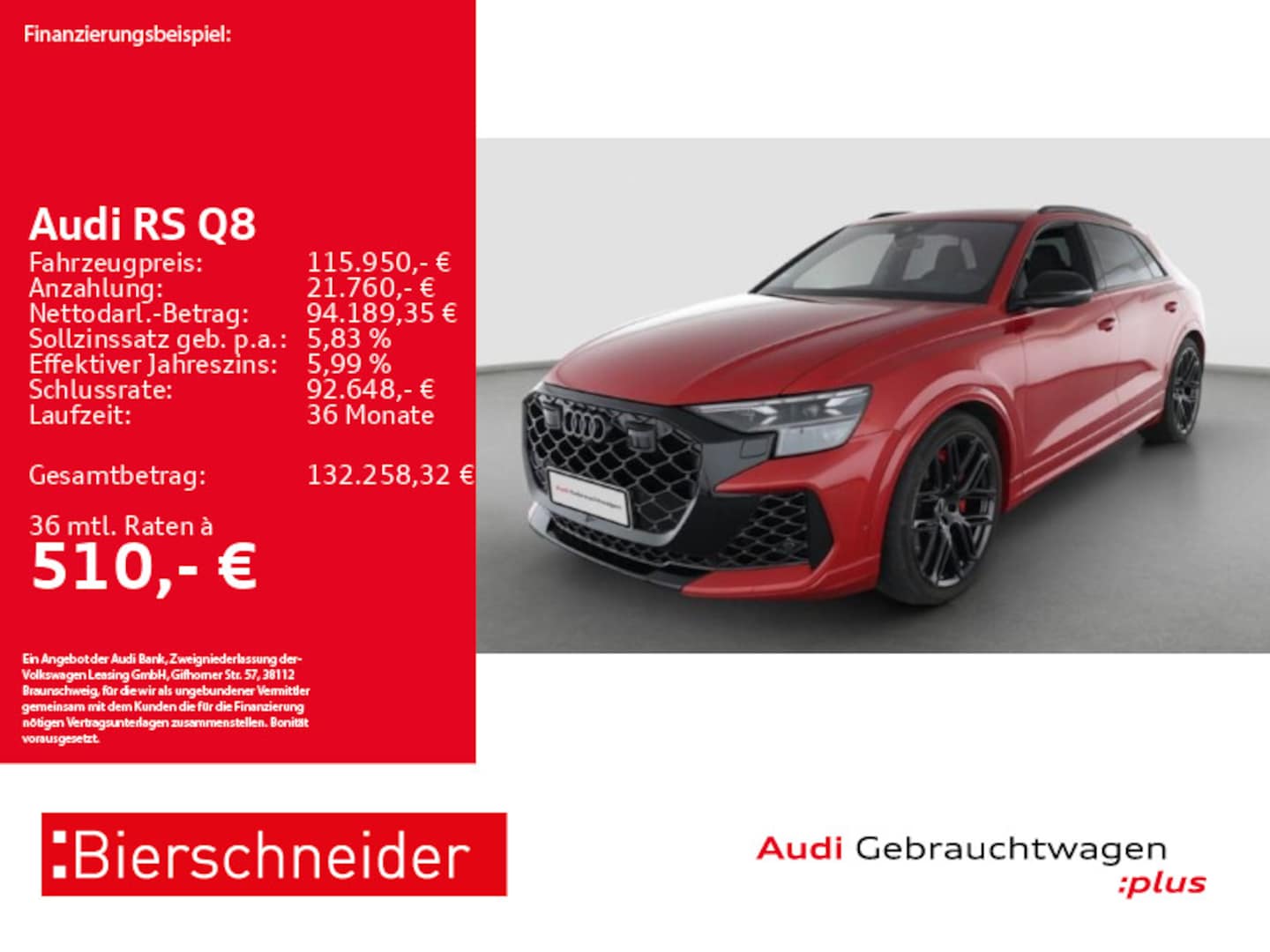 Bild über Audi RS Q8 SUV TFSI quattro 441 kW tiptronic - für weitere Informationen kontaktieren Sie den Audi Partner