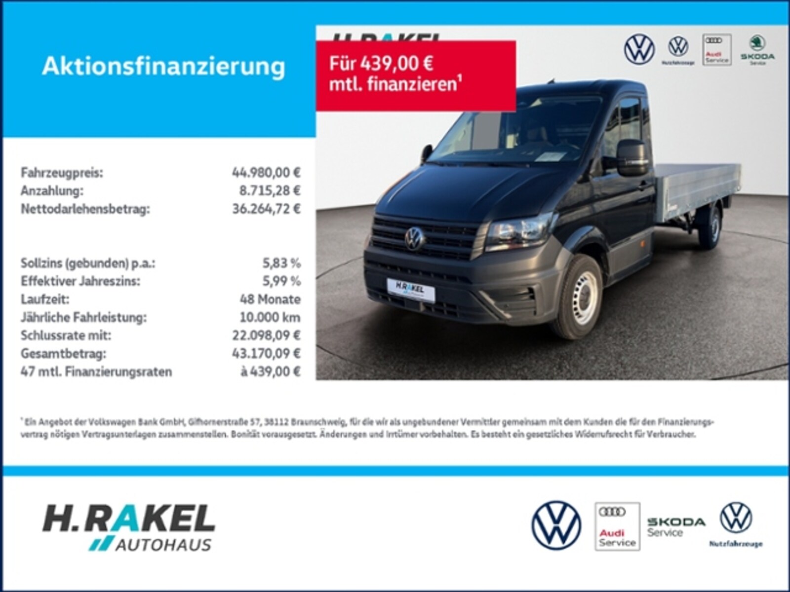 Volkswagen Crafter Einzelkabine langer Radstand