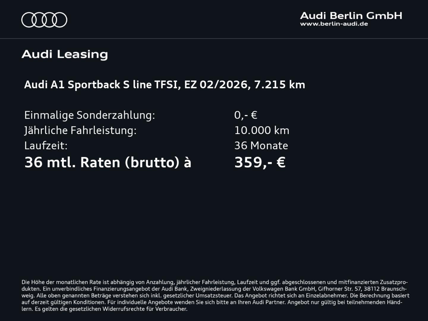Bild über Audi A1 Sportback S line 30 TFSI Schaltgetriebe - für weitere Informationen kontaktieren Sie den Audi Partner