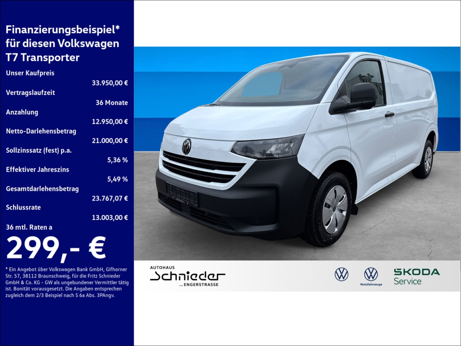 Volkswagen Transporter Kasten kurzer Radstand