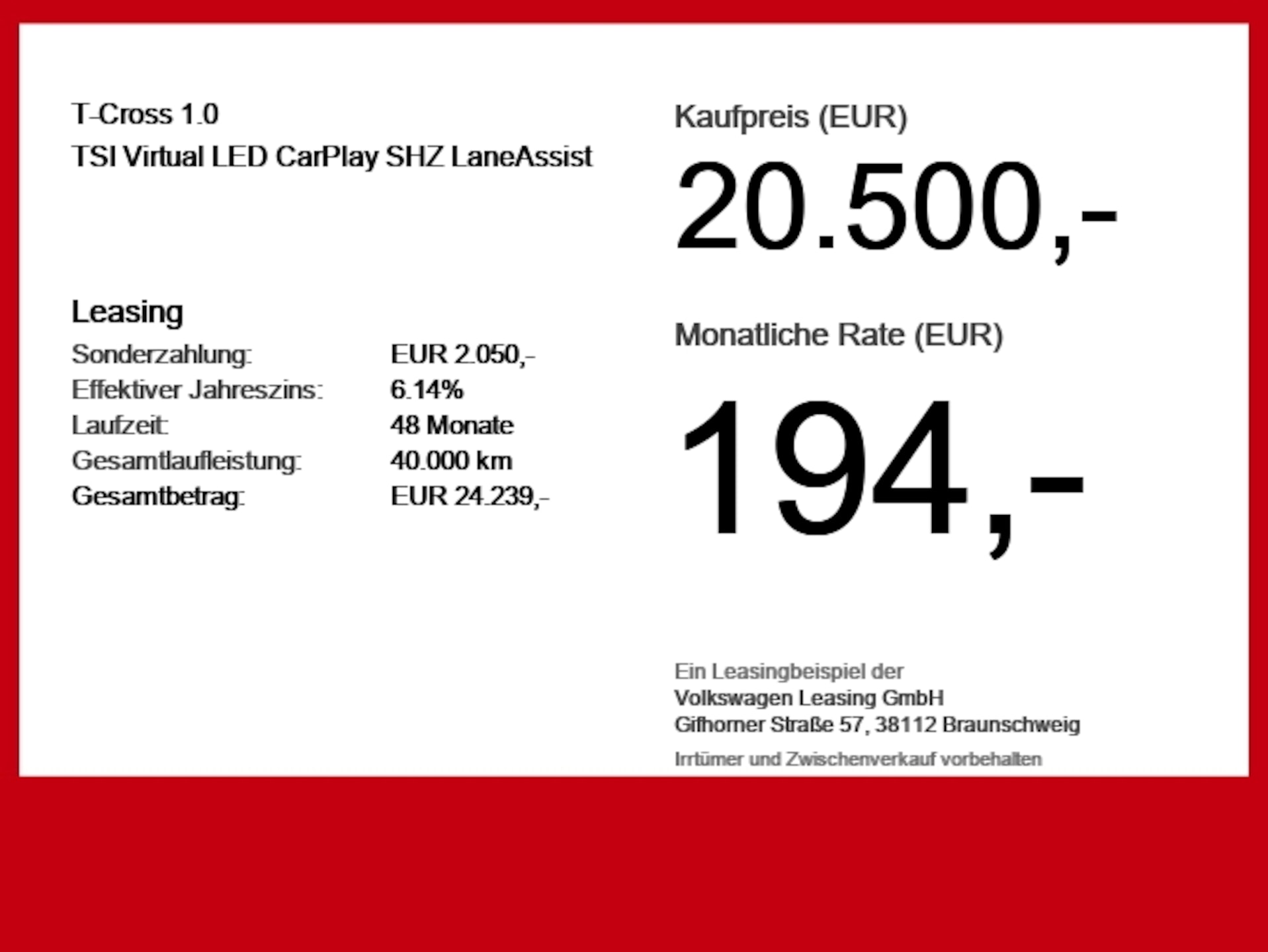 Volkswagen T-Cross Basis-Modell
