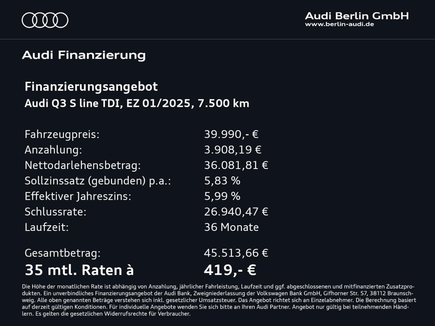 Bild über Audi Q3 S line 40 TDI quattro S tronic - für weitere Informationen kontaktieren Sie den Audi Partner