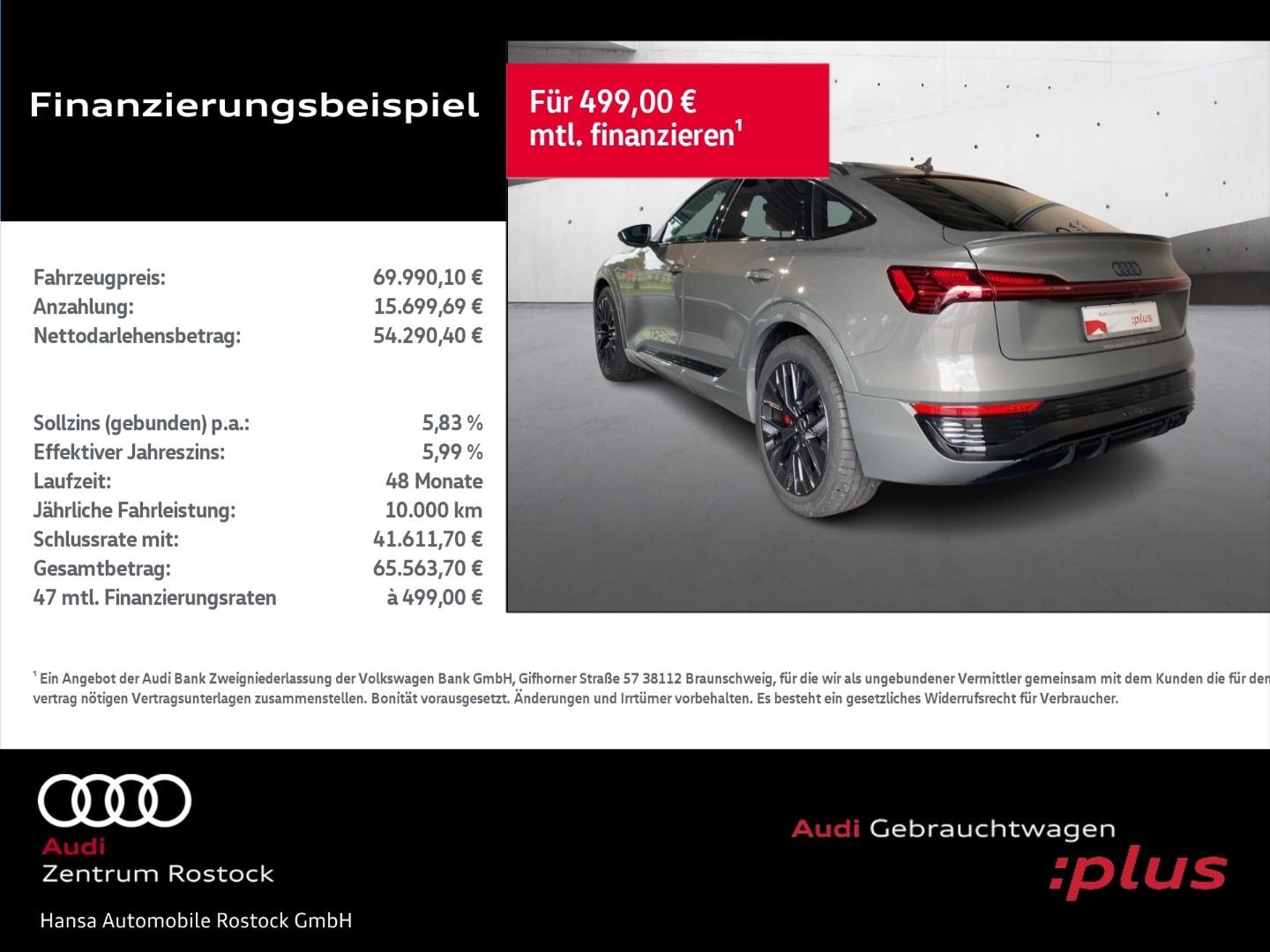 Bild über Audi Q8 Sportback e-tron S line 55 e-tron quattro - für weitere Informationen kontaktieren Sie den Audi Partner