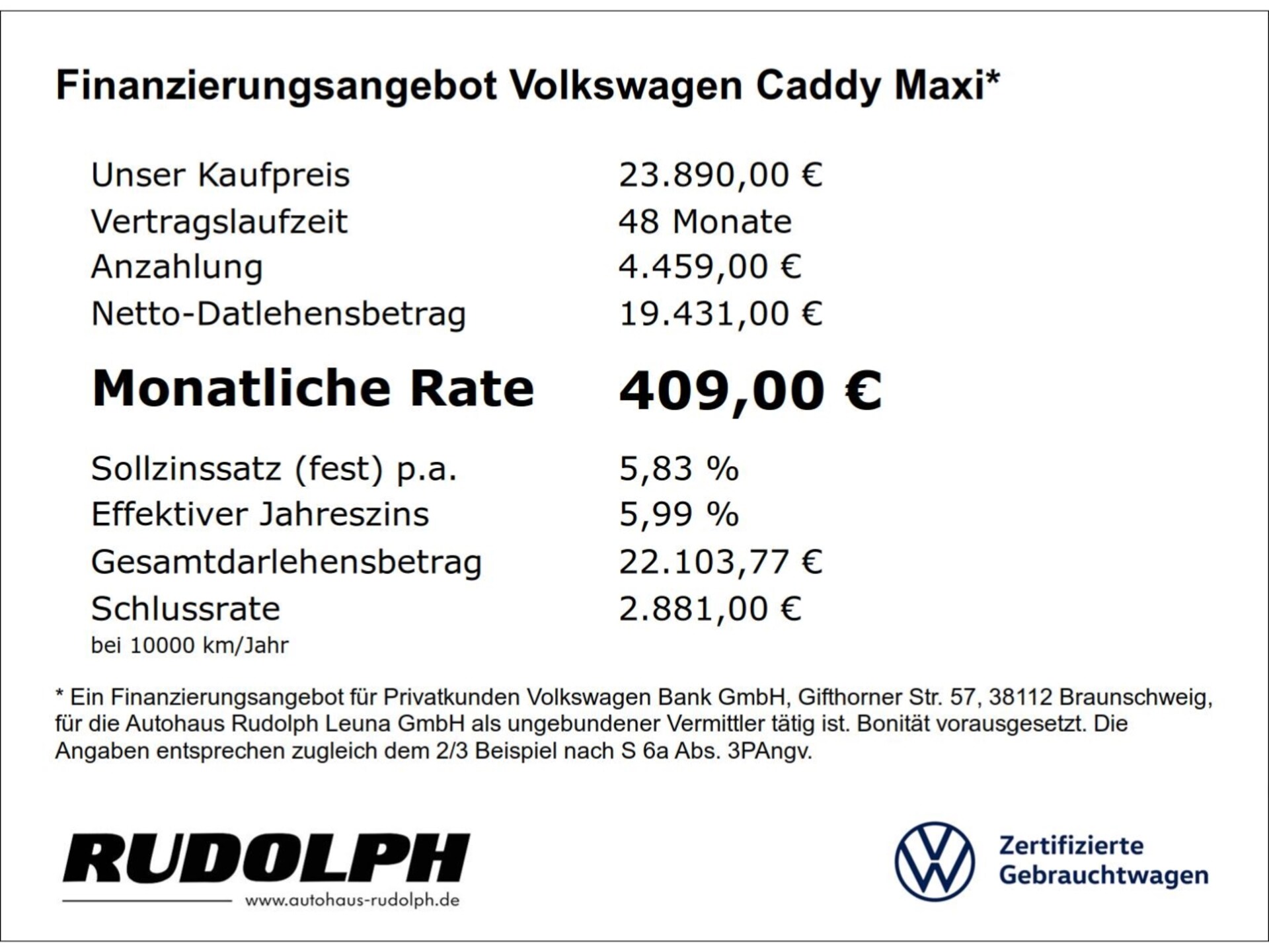 Volkswagen Caddy Maxi Kombi Basis-Modell