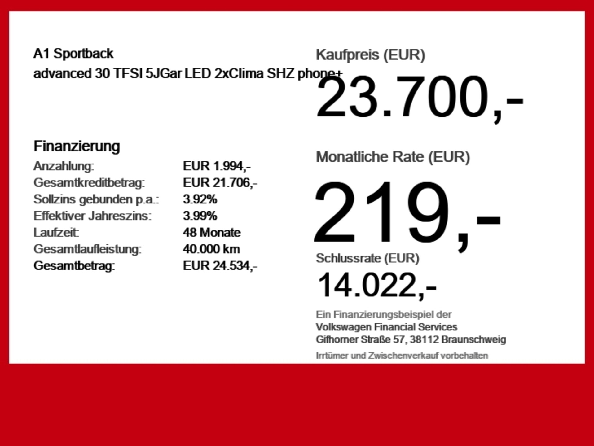 Audi A1 Sportback Advanced