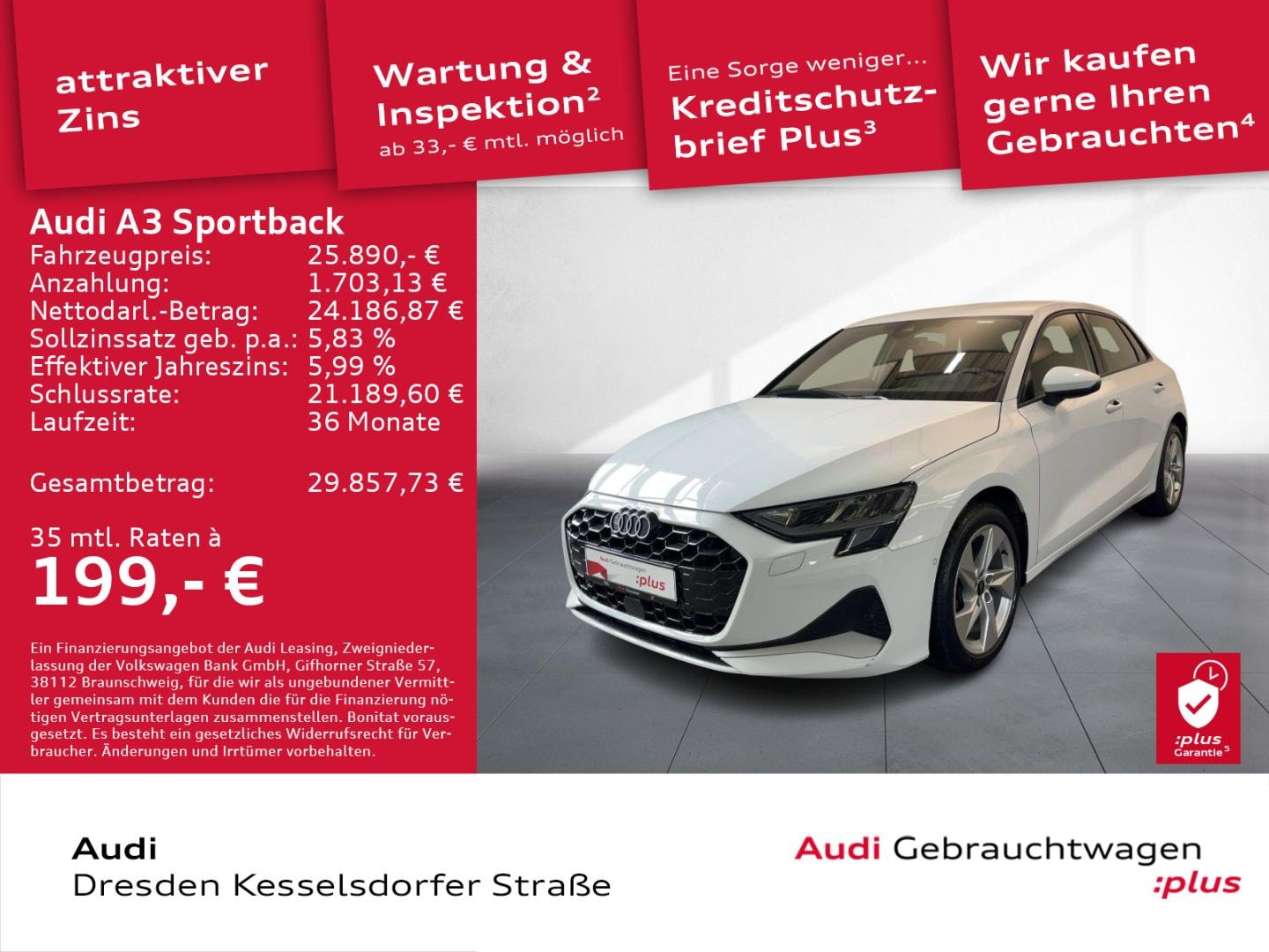 Bild über Audi A3 Sportback advanced 35 TDI S tronic - für weitere Informationen kontaktieren Sie den Audi Partner