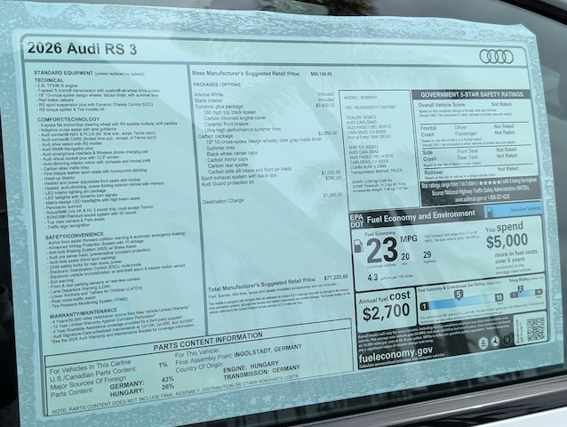 2026 Audi RS3 Sedan