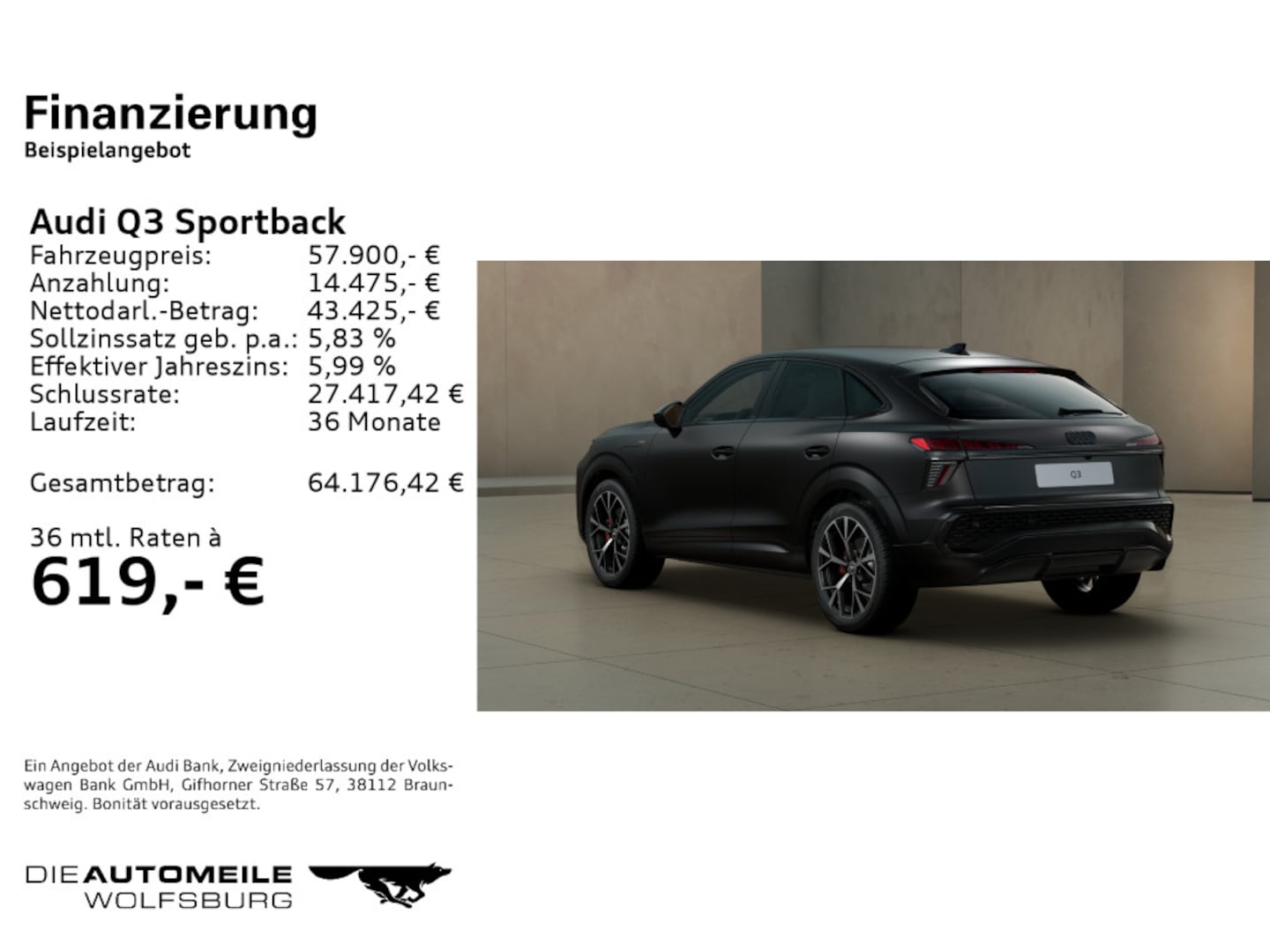 Bild über Audi Q3 Sportback e-hybrid e-hybrid 200 kW S tronic - für weitere Informationen kontaktieren Sie den Audi Partner