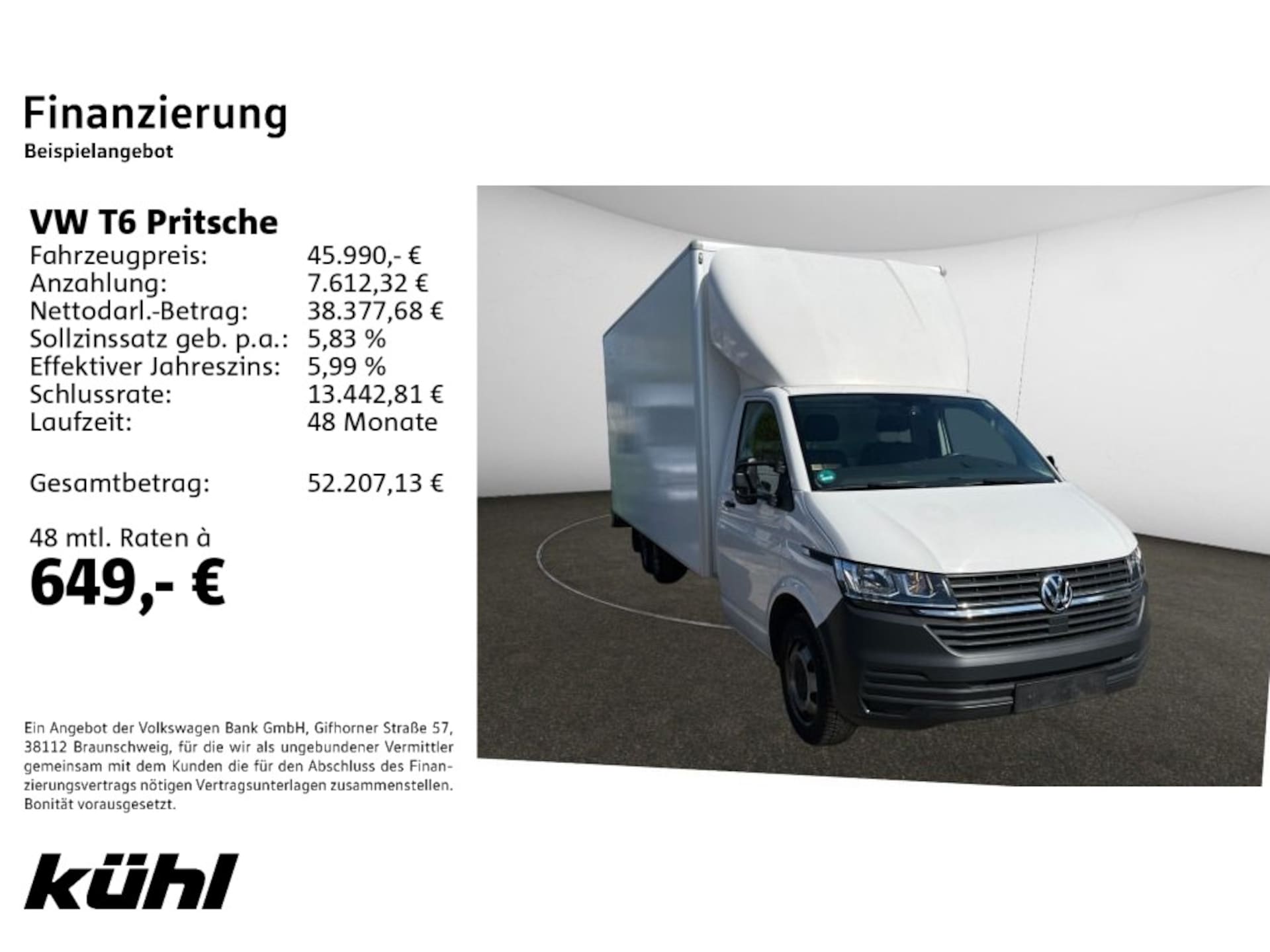 Volkswagen T6.1 Transporter Pritschenwagen Einzelkabine