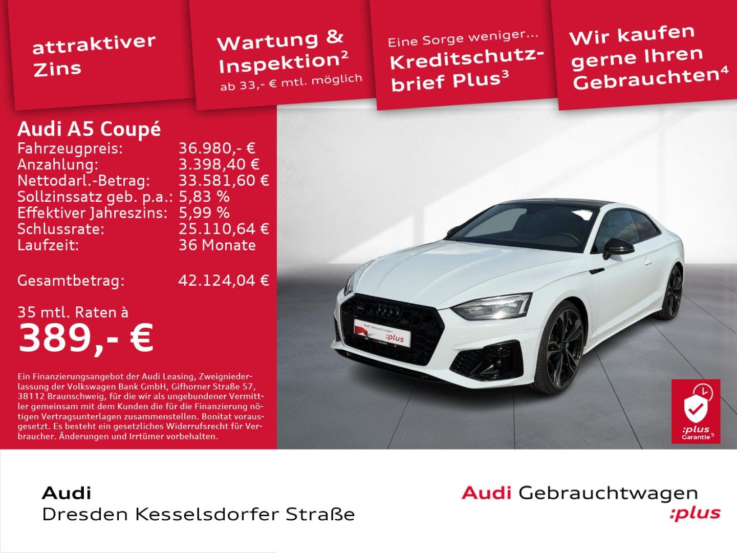 Bild über Audi A5 Coupé S line 40 TFSI quattro S tronic - für weitere Informationen kontaktieren Sie den Audi Partner