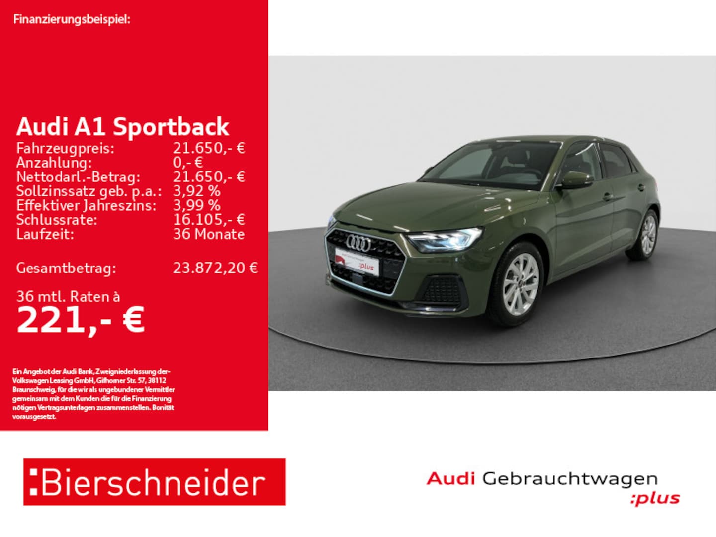 Bild über Audi A1 Sportback advanced 30 TFSI Schaltgetriebe - für weitere Informationen kontaktieren Sie den Audi Partner