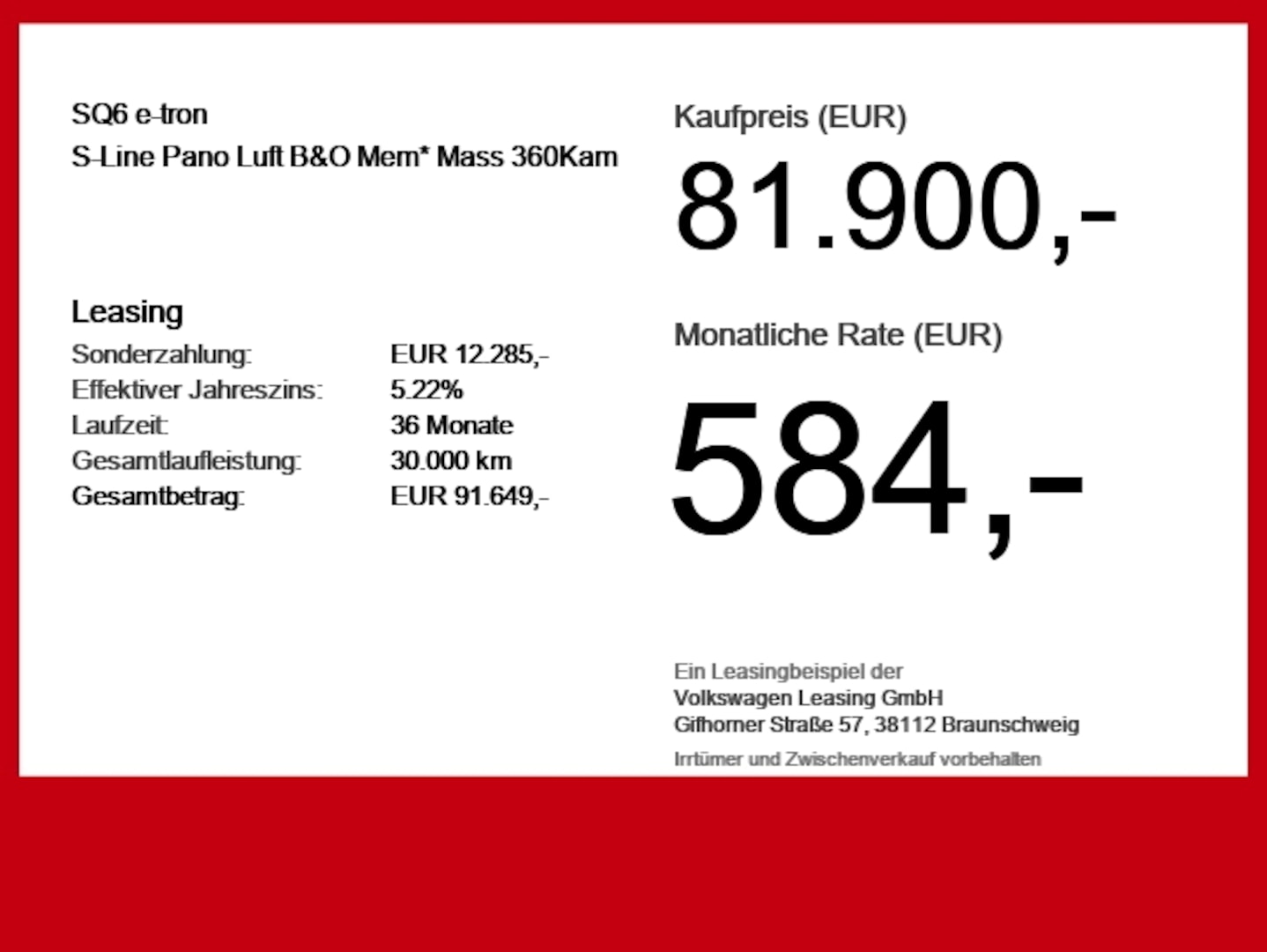 Bild über Audi SQ6 SUV e-tron e-tron quattro 360 kW - für weitere Informationen kontaktieren Sie den Audi Partner