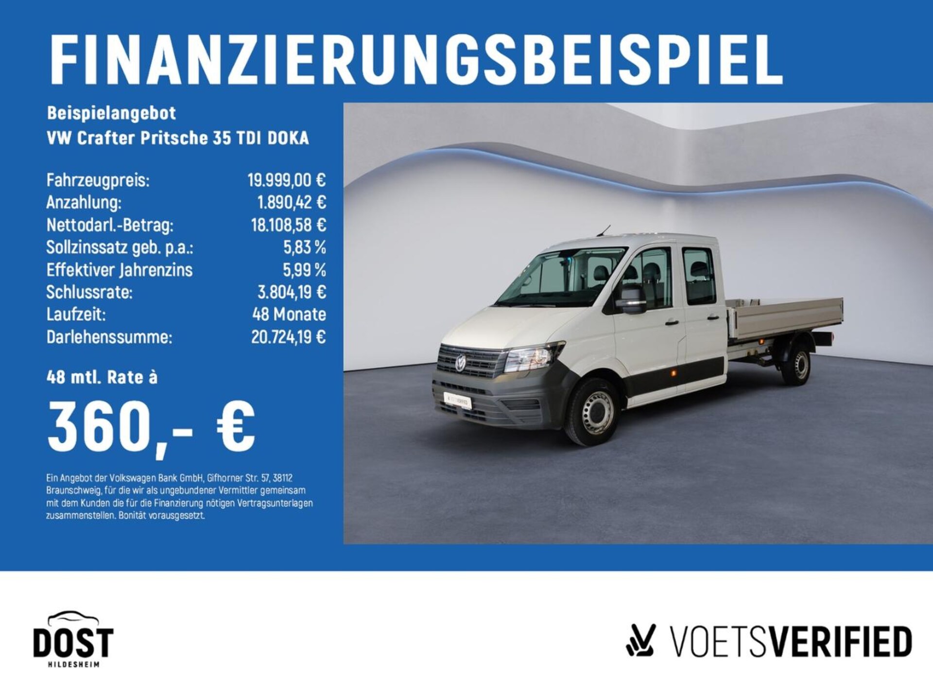 Volkswagen Crafter Doppelkabine langer Radstand