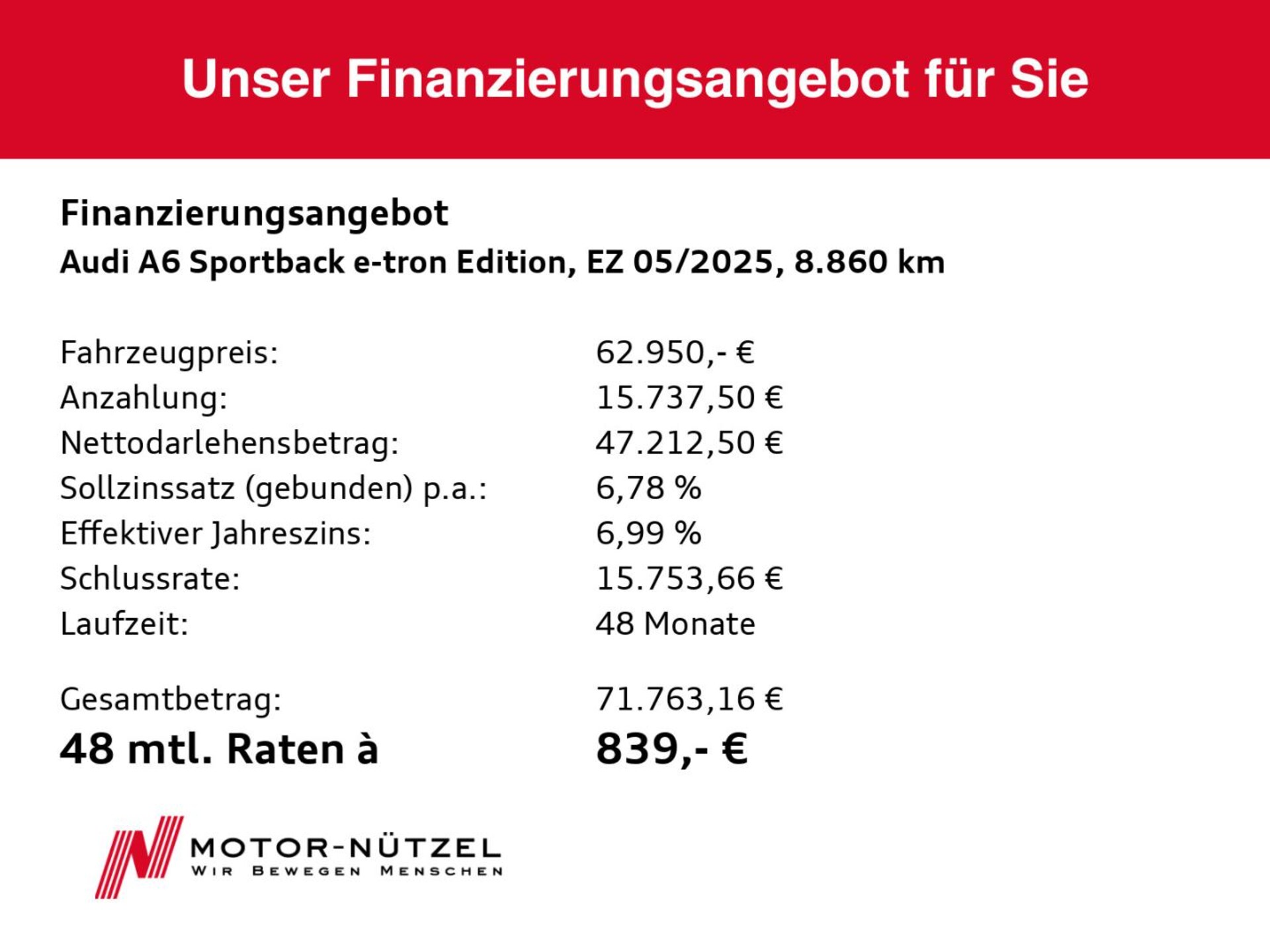 Audi A6 Sportback e-tron edition one