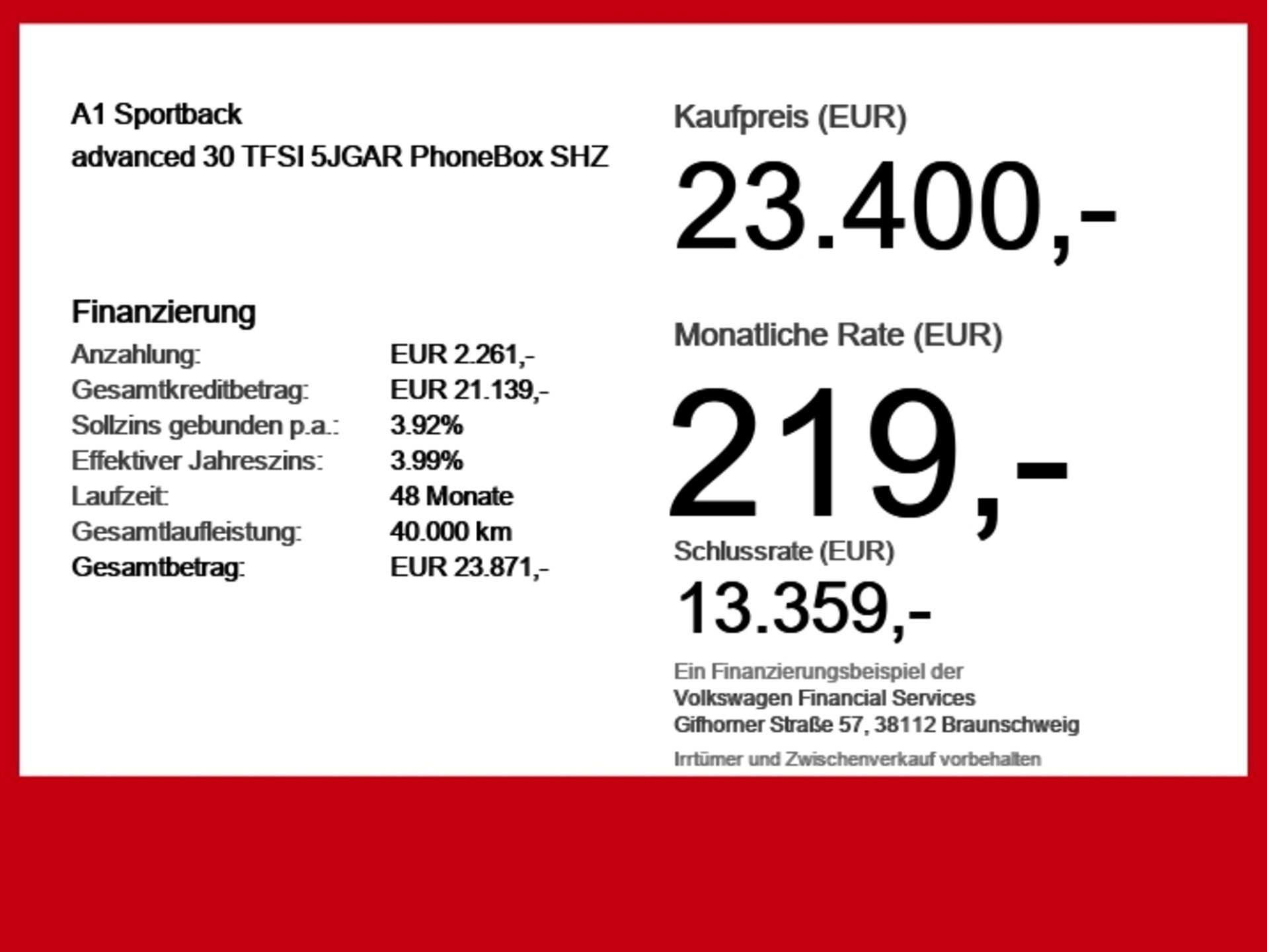 Audi A1 Sportback Advanced