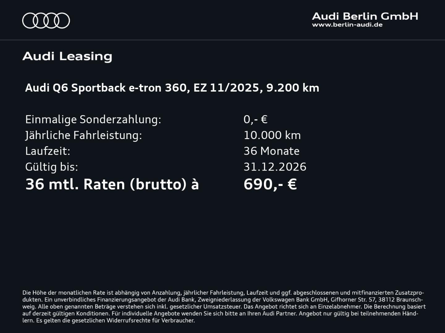 Bild über Audi Q6 Sportback e-tron e-tron - für weitere Informationen kontaktieren Sie den Audi Partner