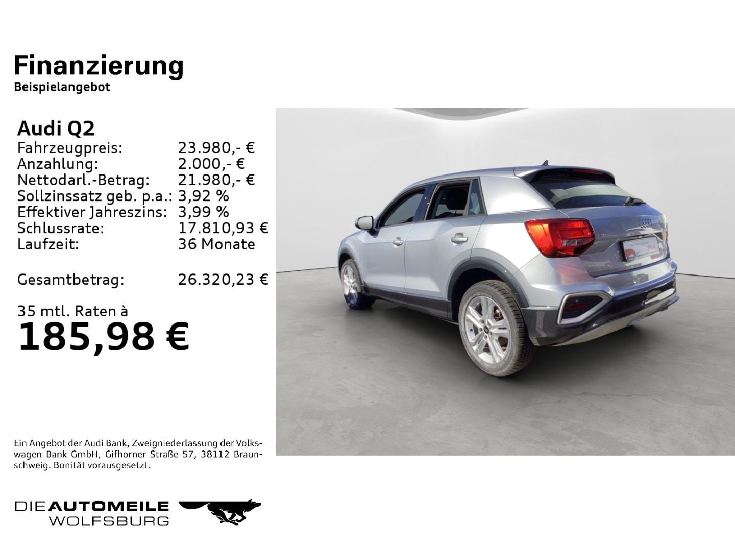 Bild über Audi Q2 advanced 30 TFSI Schaltgetriebe - für weitere Informationen kontaktieren Sie den Audi Partner