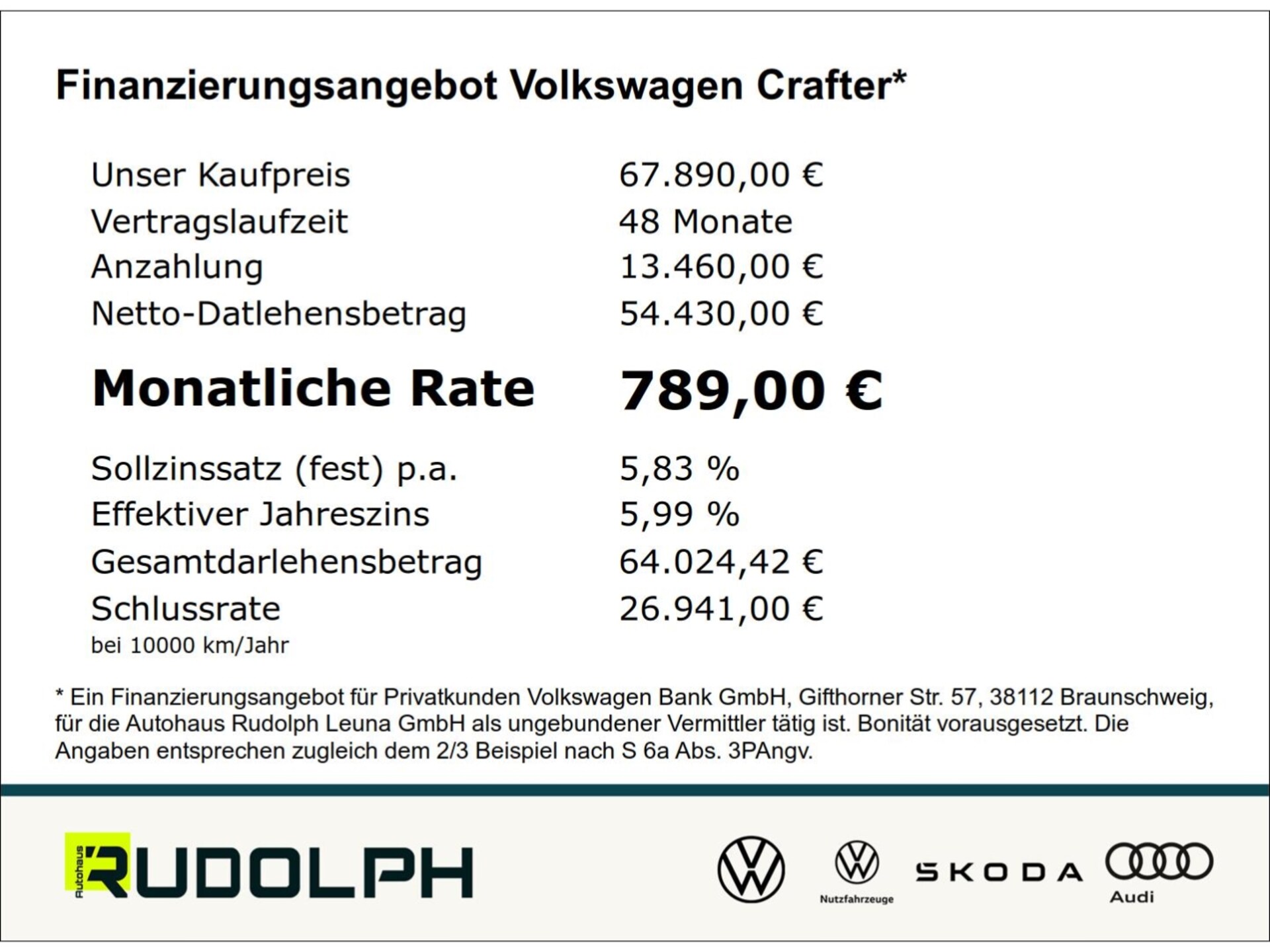 Volkswagen Crafter Kasten langer Radstand