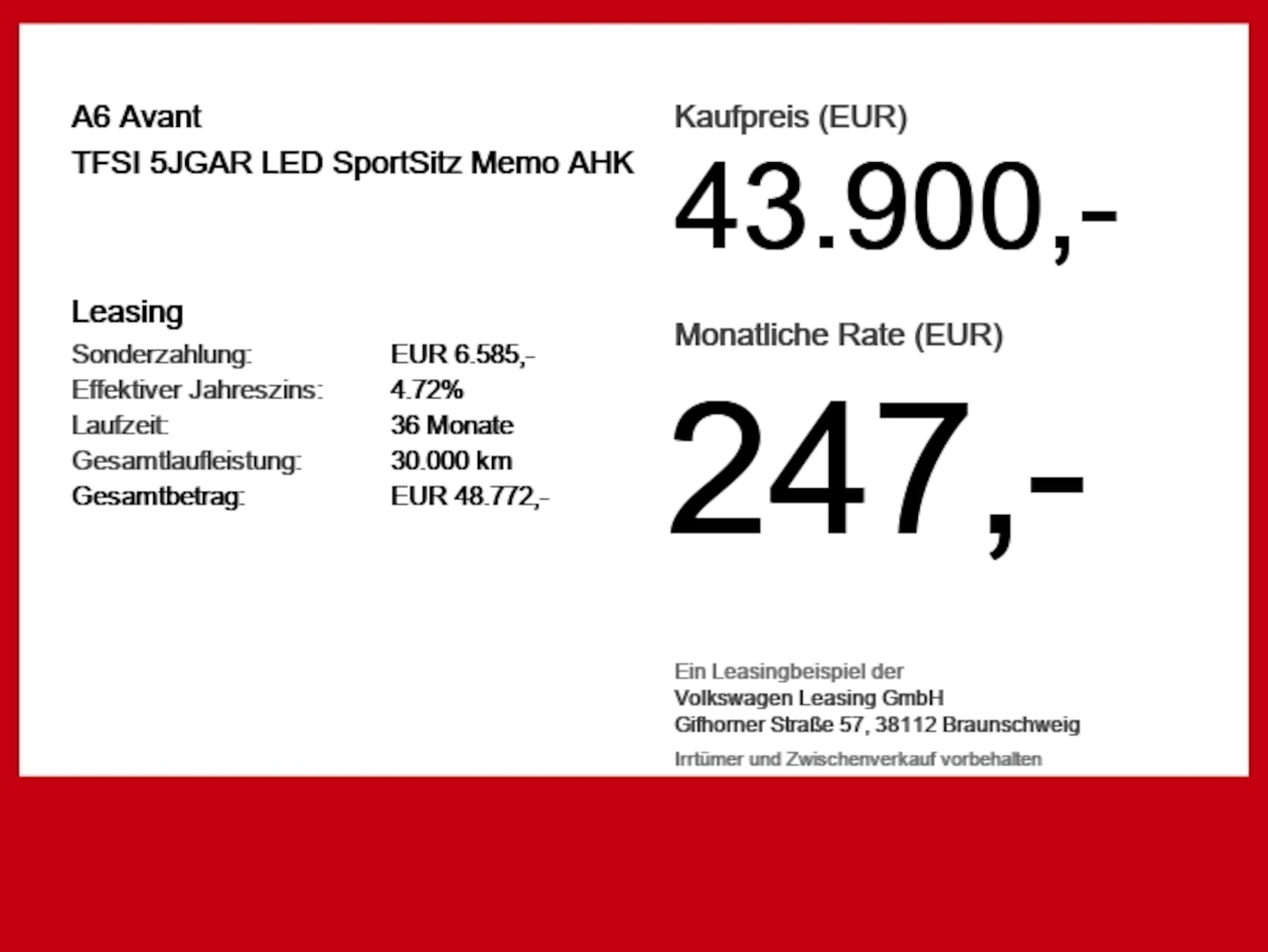 Bild über Audi A6 Avant TFSI 150 kW S tronic - für weitere Informationen kontaktieren Sie den Audi Partner