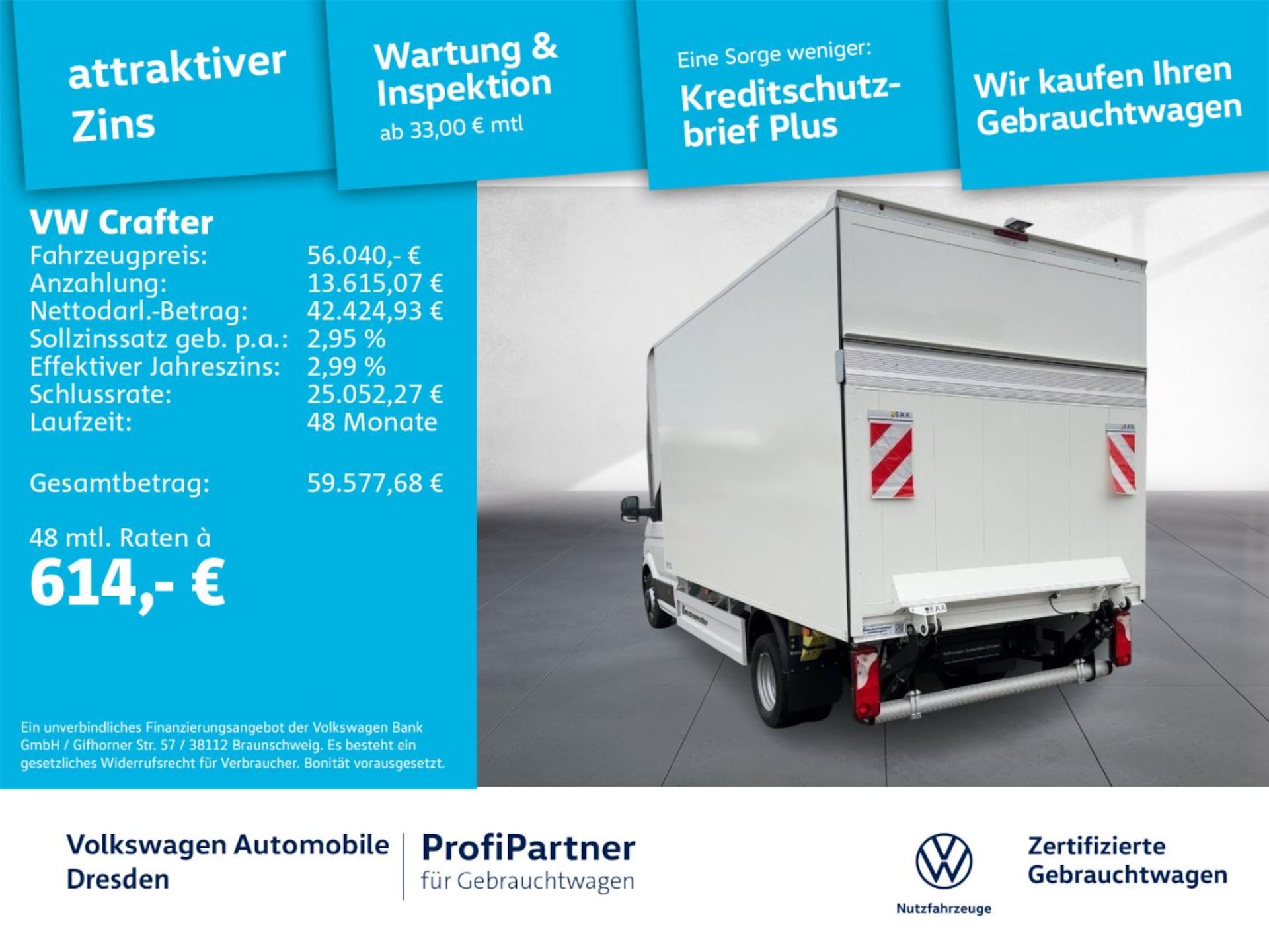 Volkswagen Crafter Einzelkabine langer Radstand
