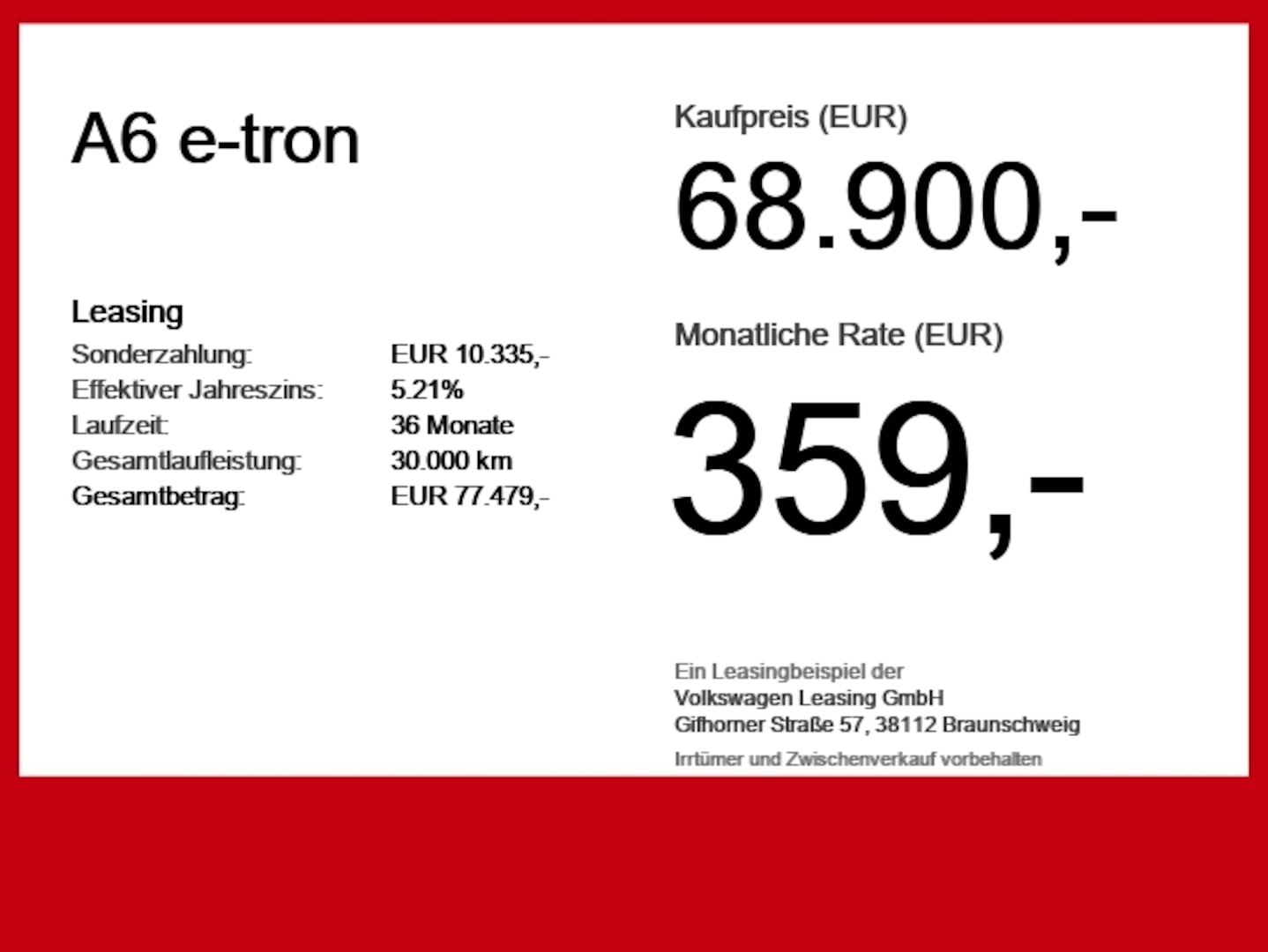Bild über Audi A6 Avant e-tron e-tron quattro - für weitere Informationen kontaktieren Sie den Audi Partner