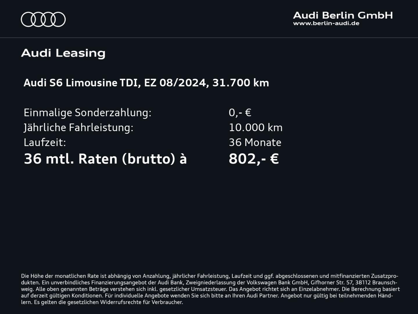 Bild über Audi S6 Limousine TDI quattro tiptronic - für weitere Informationen kontaktieren Sie den Audi Partner