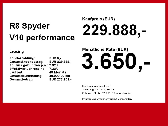 Audi R8 Spyder V10 performance quattro
