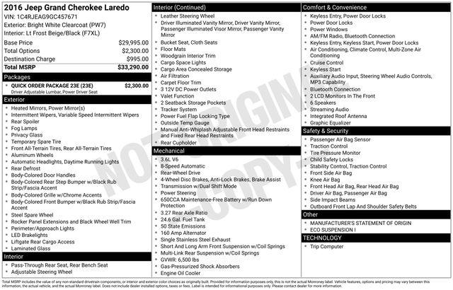 2016 Jeep Grand Cherokee Laredo E