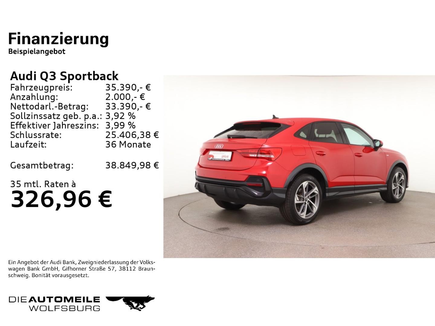 Bild über Audi Q3 Sportback S line 35 TFSI S tronic - für weitere Informationen kontaktieren Sie den Audi Partner