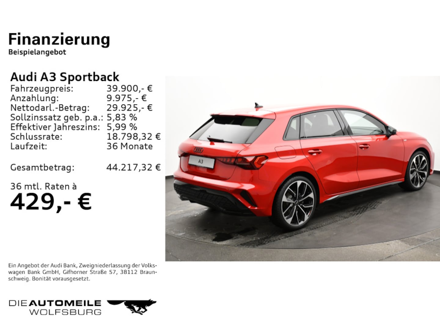 Bild über Audi A3 Sportback S line 35 TFSI S tronic - für weitere Informationen kontaktieren Sie den Audi Partner