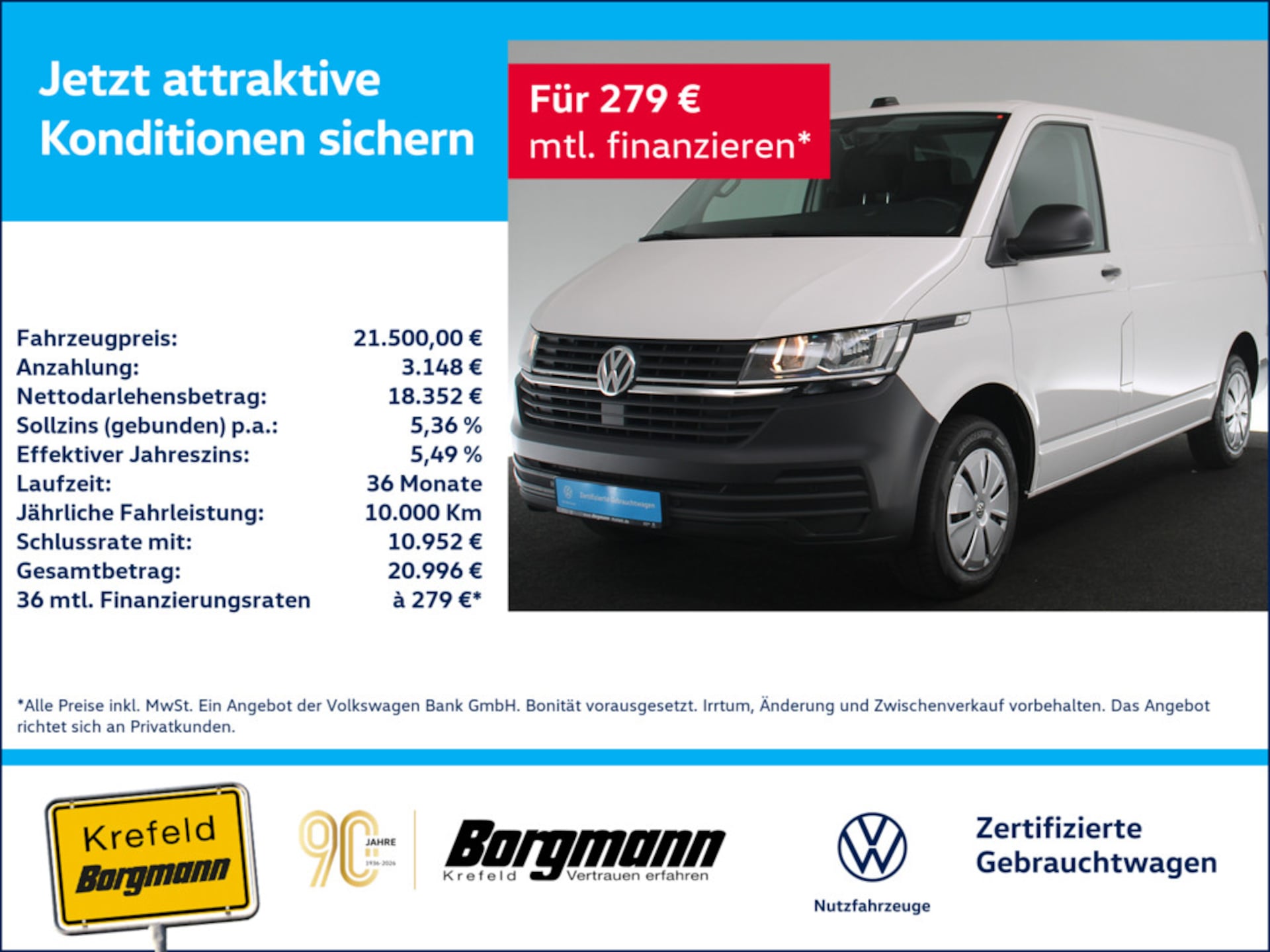 Volkswagen T6.1 Transporter Kasten kurzer Radstand EcoProfi