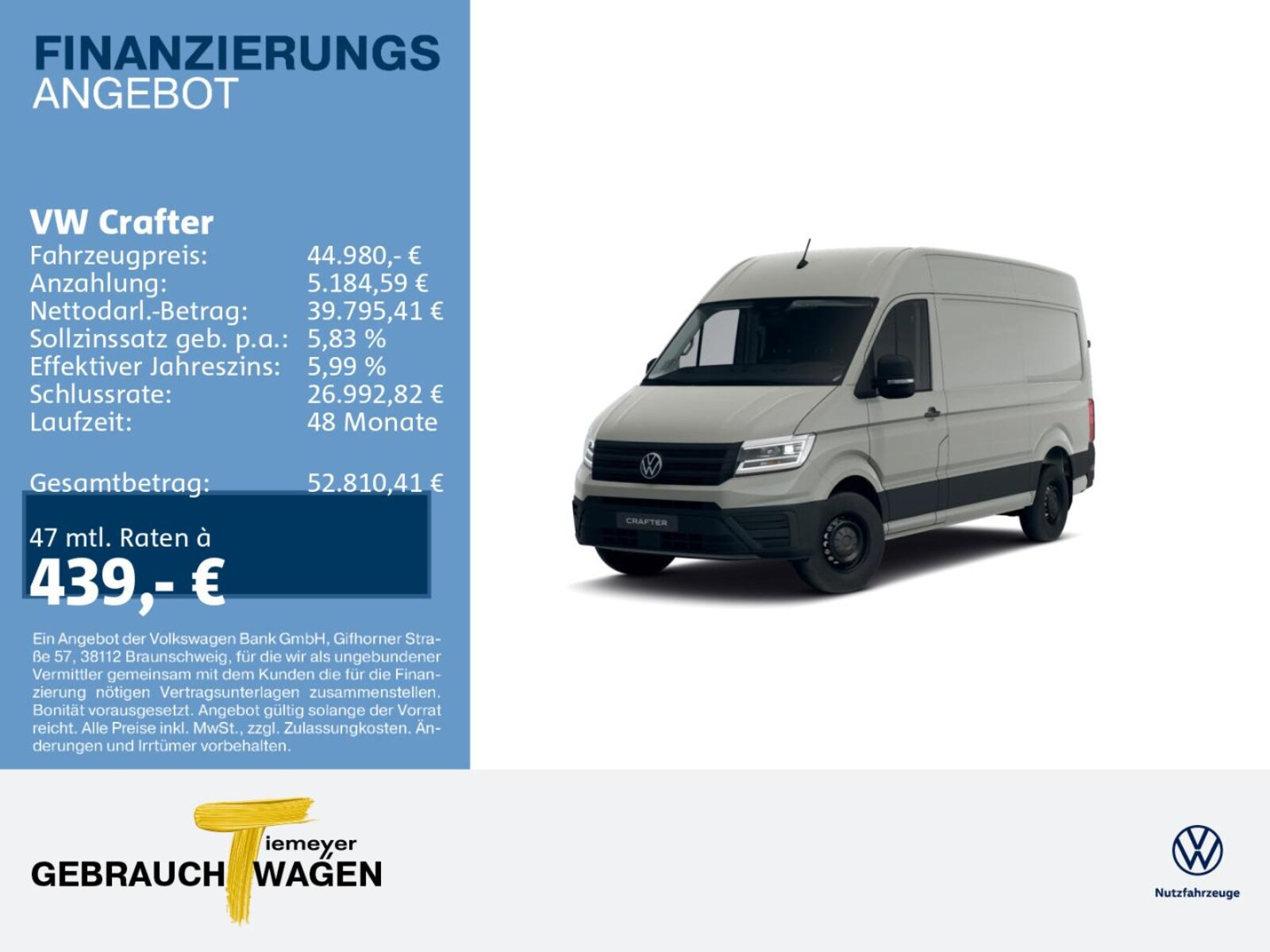 Volkswagen Crafter Kasten mittlerer Radstand
