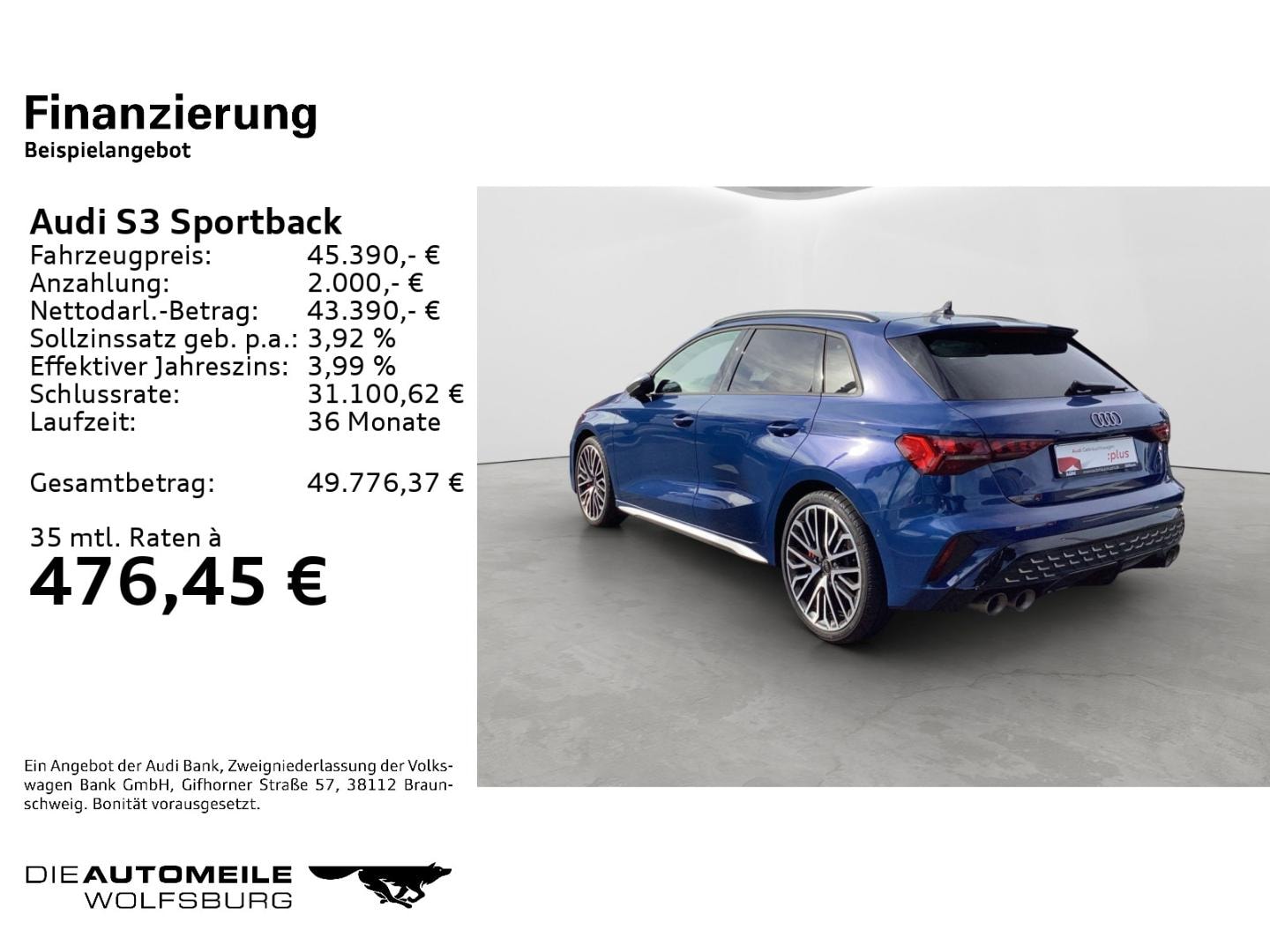 Bild über Audi S3 Sportback TFSI quattro S tronic - für weitere Informationen kontaktieren Sie den Audi Partner