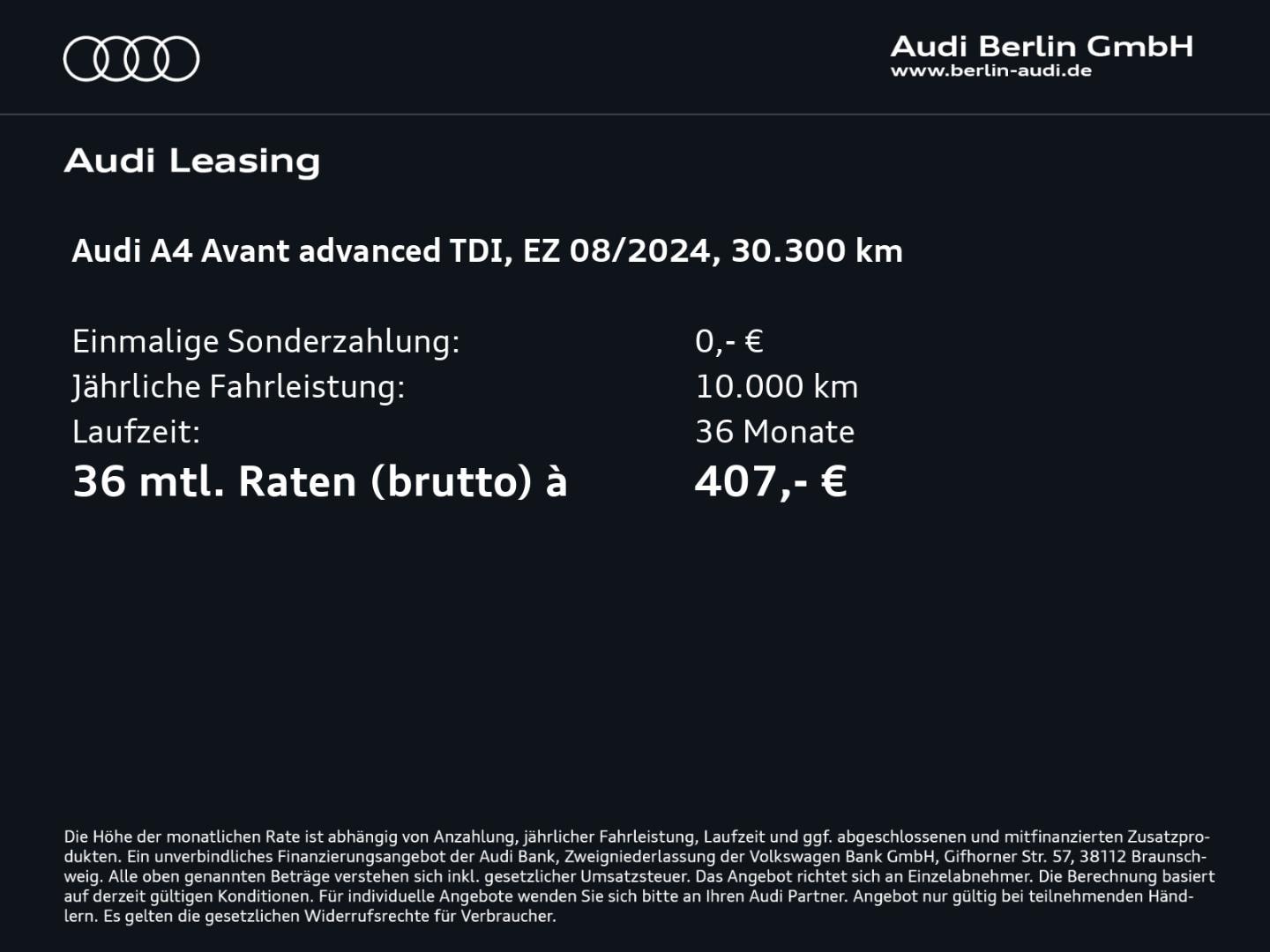 Bild über Audi A4 Avant advanced 35 TDI S tronic - für weitere Informationen kontaktieren Sie den Audi Partner