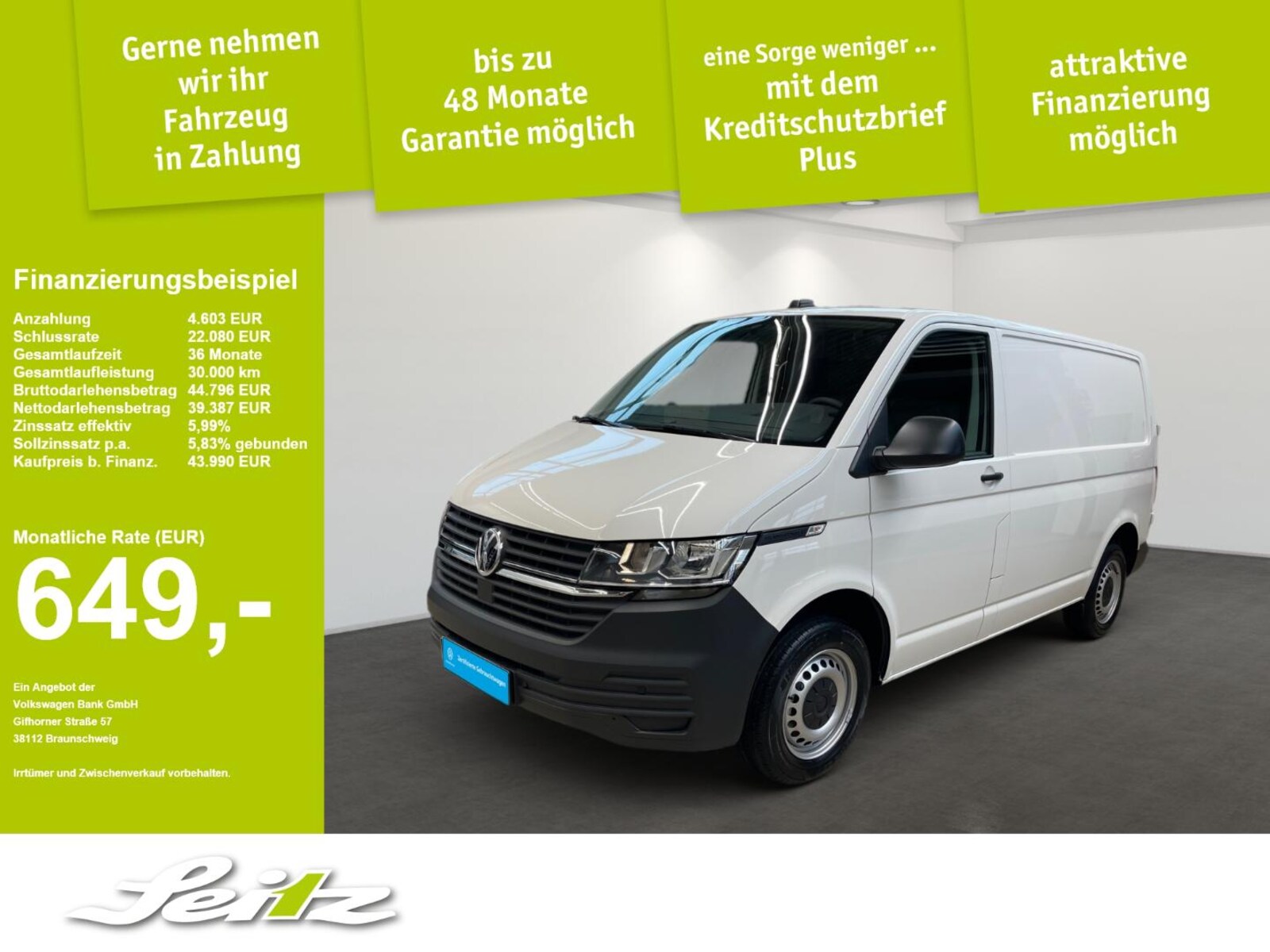 Volkswagen T6.1 Transporter Kasten kurzer Radstand
