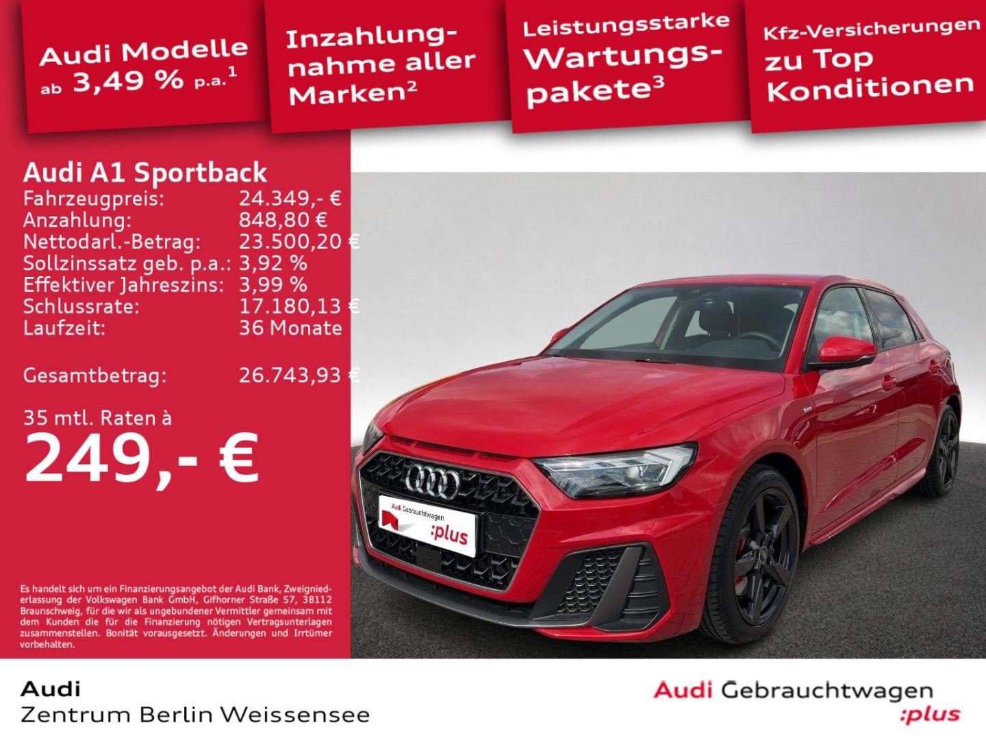 Bild über Audi A1 Sportback S line 30 TFSI S tronic - für weitere Informationen kontaktieren Sie den Audi Partner