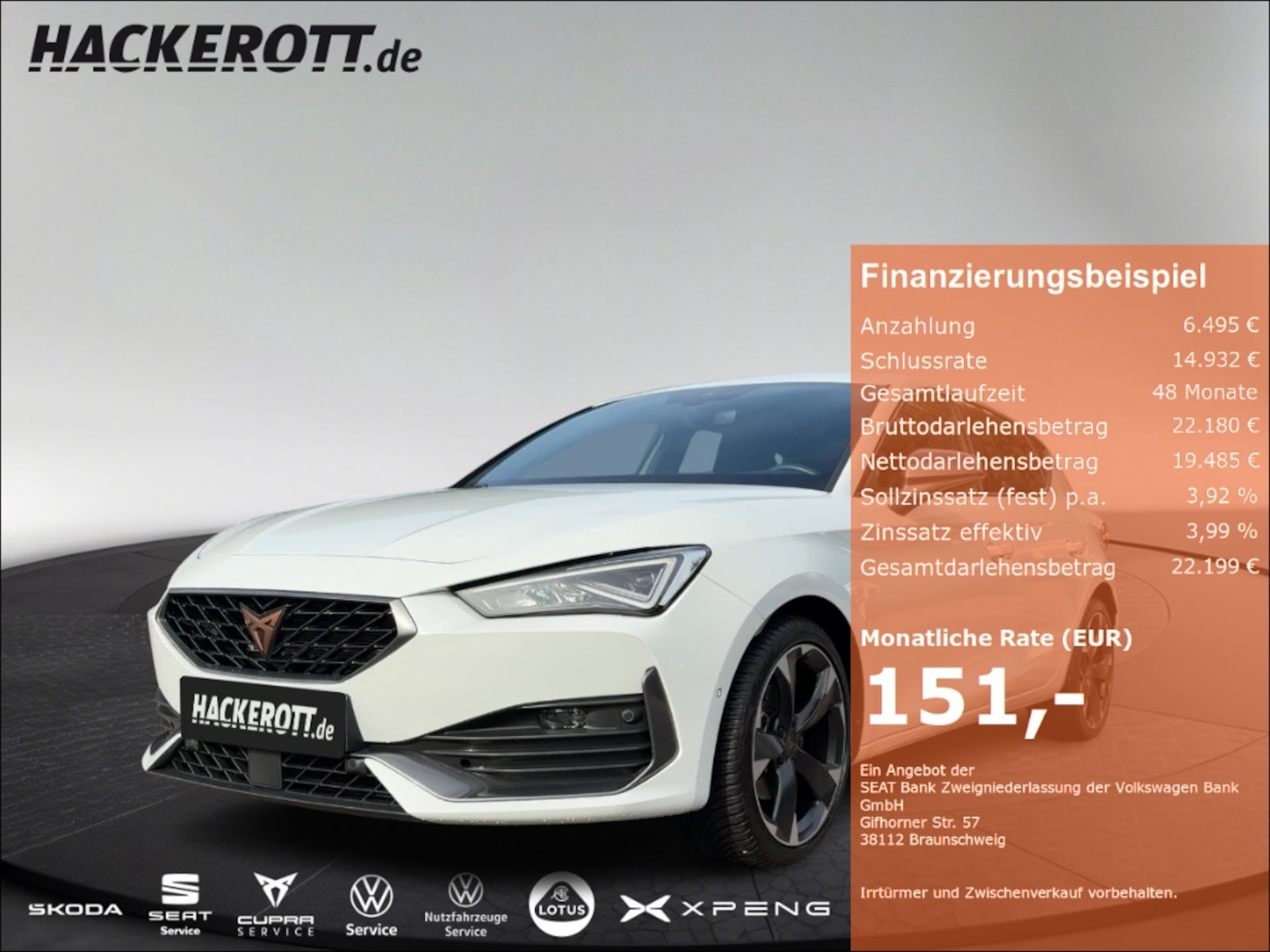 Cupra Leon 2024 — 1.5 eTSI Aktion 3,99'% eff. Zins Navi Sitzheizung Full Link Rückfahrkamera e-Sitze